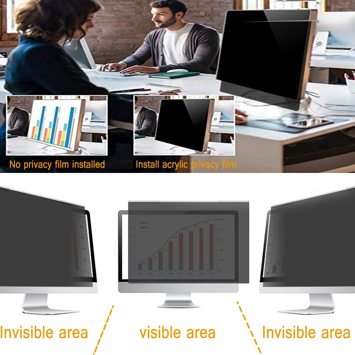 Pellicola protettiva per la privacy, schermo per monitor desktop widescreen 16:9, filtro antigraffio per la privacy da appendere da 20 pollici/21,5 pollici/24 pollici/27 pol(24 pollici 547*320 mm