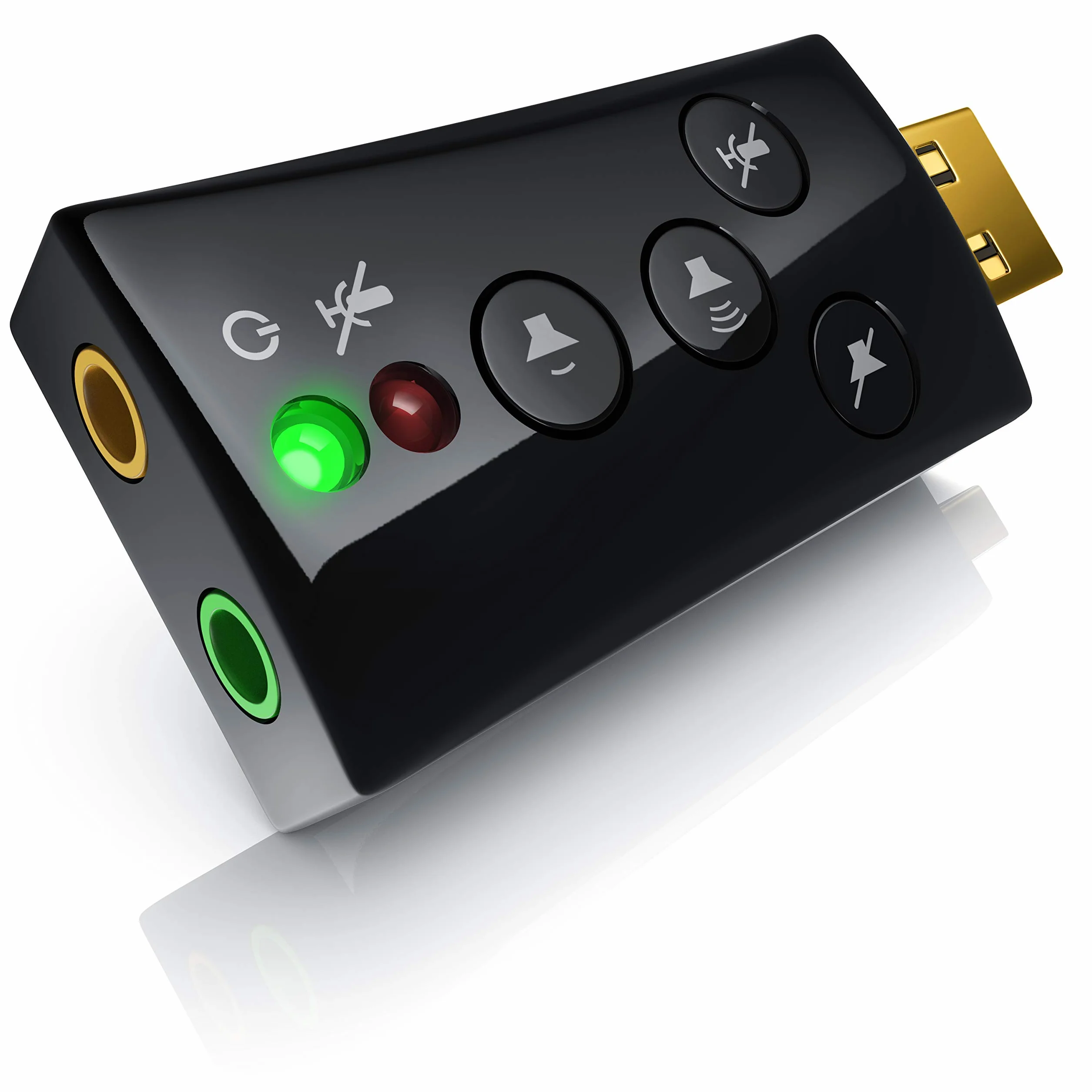 CSL - Scheda Audio USB Esterna Windows Mac Linux- 1x Ingresso Microfono 1x Uscita Cuffie - Dynamic 3D Surround Sound 7.1-4 Tasti Funzione Mic mute, Audio OFf, Volume - LED