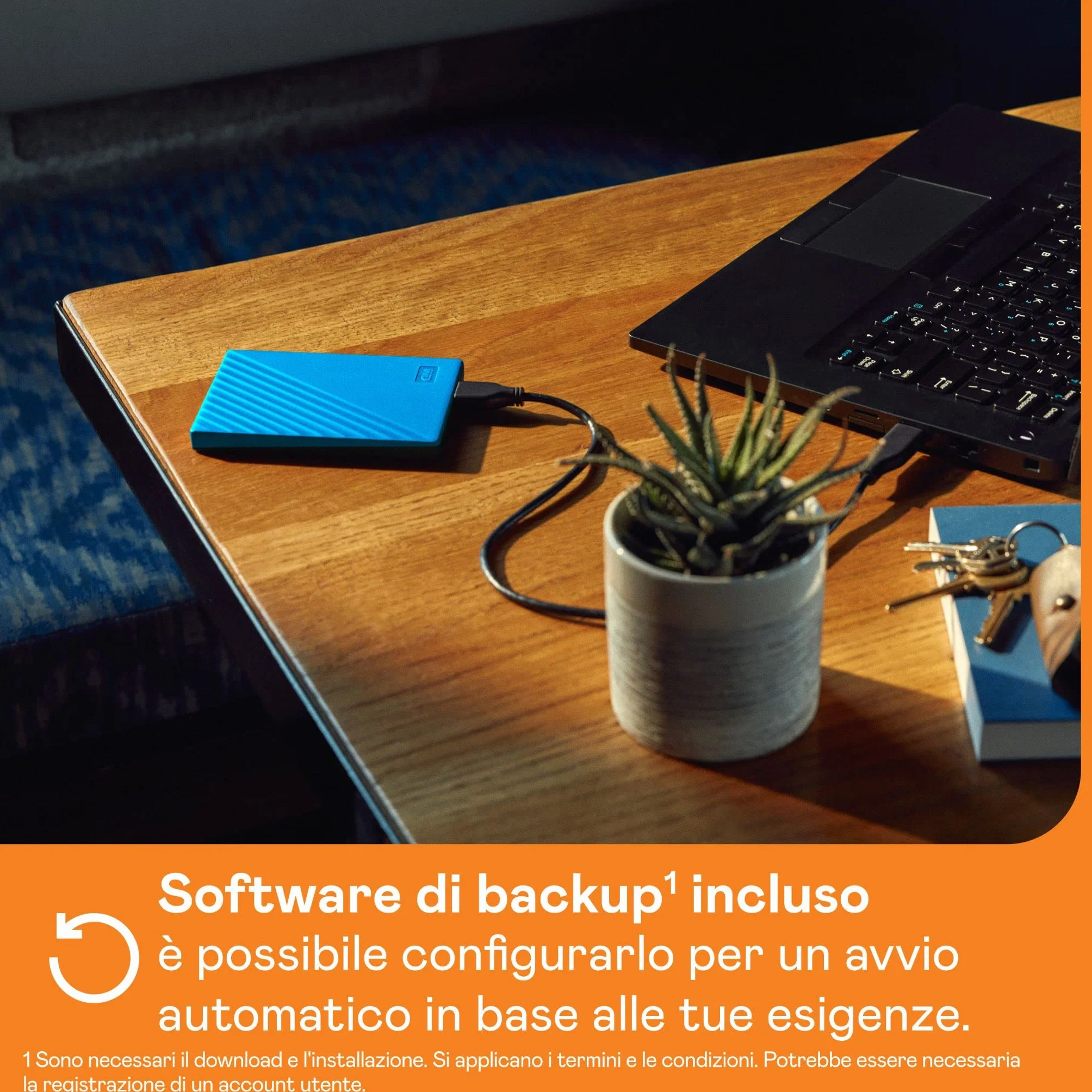 WD 2TB My Passport Hard Disk Esterno Portatile, USB 3.2 Gen 1/USB 3.0, Protezion con password, Software per la gestion e il backup, Formatto per Windows, ChromeOS and MacOS, Blu