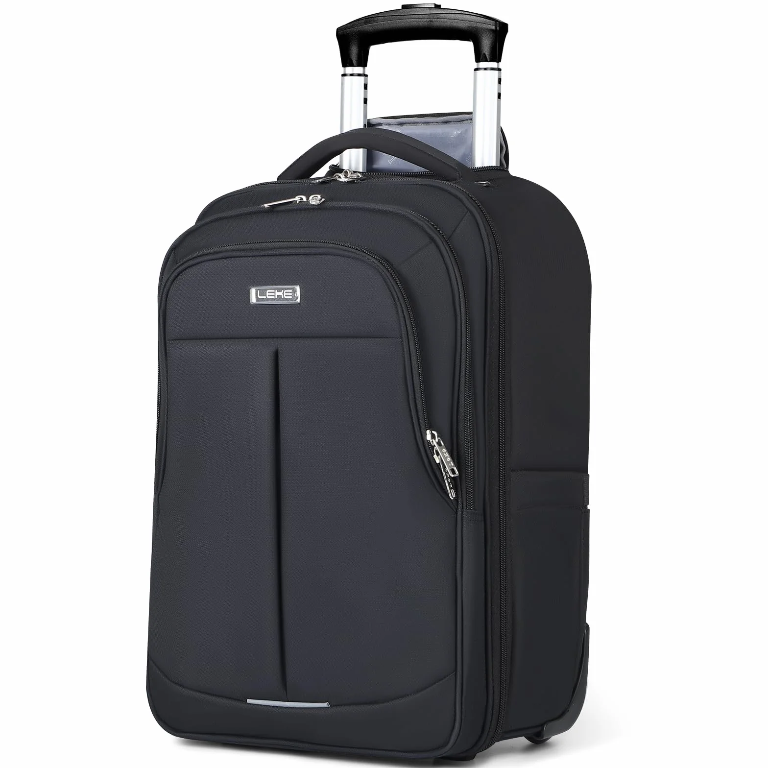 Zaino Trolley Viaggio, Porta PC 17 Pollici Bagaglio a Mano, Impermeabile Borsa da Viaggio con Ruote per Uomo e Donna, Scuola, Università, Viaggi, Università,Aereo Affari, Nero