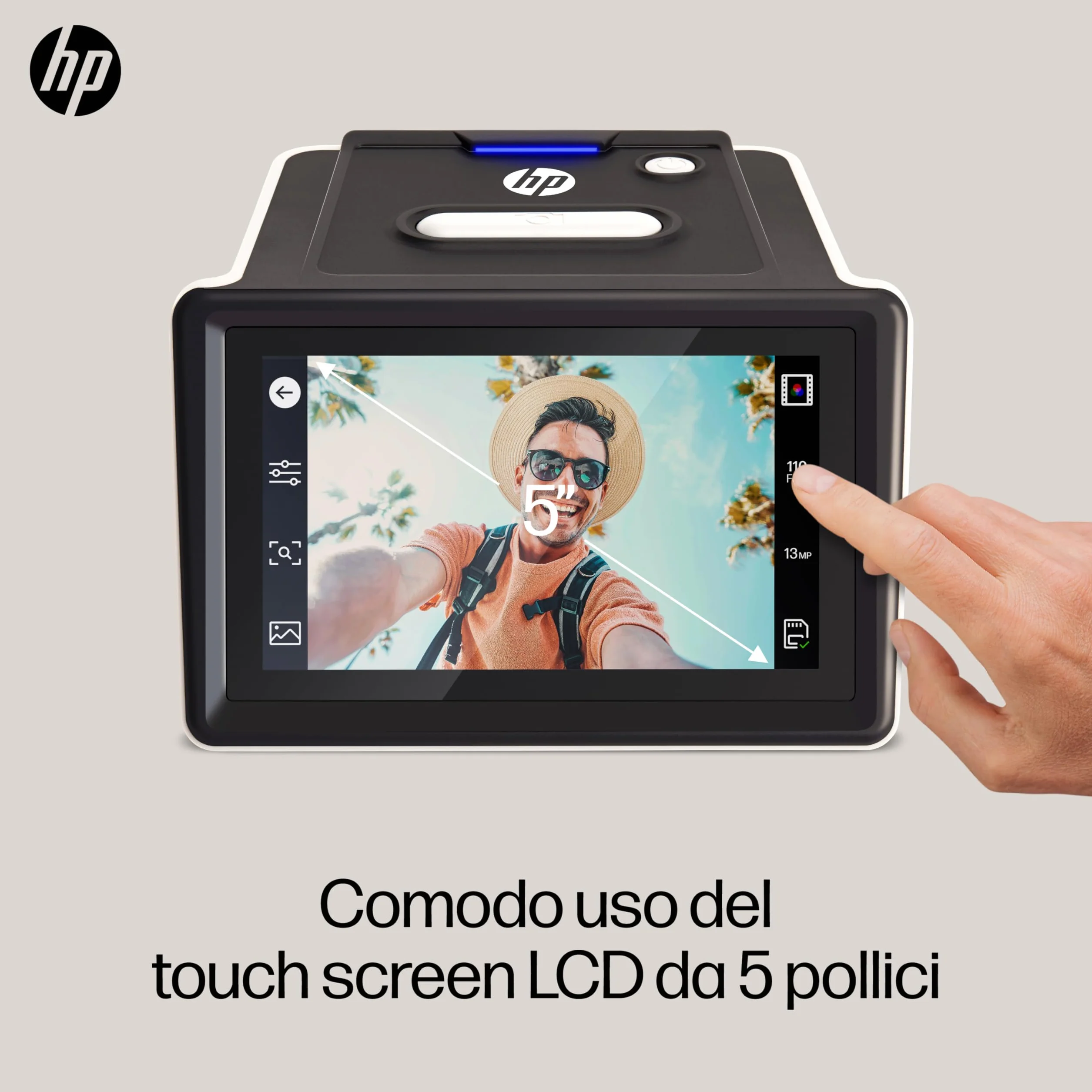 HP FilmScan Touch Screen Scanner Pellicole Diapositive Schermo LCD 5" 22MP 135 126 110