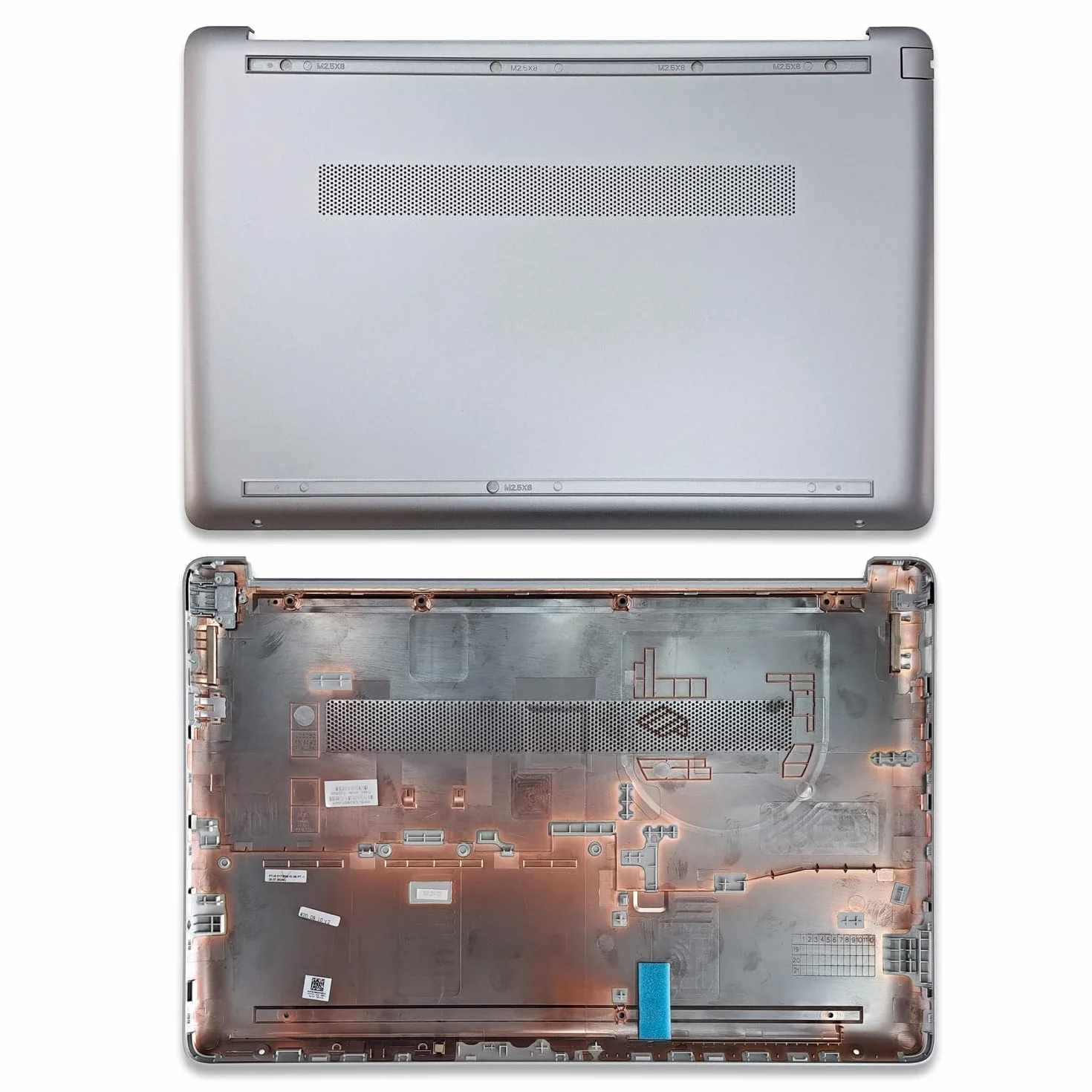 new net - Scocca Inferiore Cover Bottom Case Chassis Compatibile con HP 15-DW, 15-gw, 15s-Dr, 15s-du, 15s-dy, 15s-gr, 15s-GU, 15t-DW, 15z-gw Silver