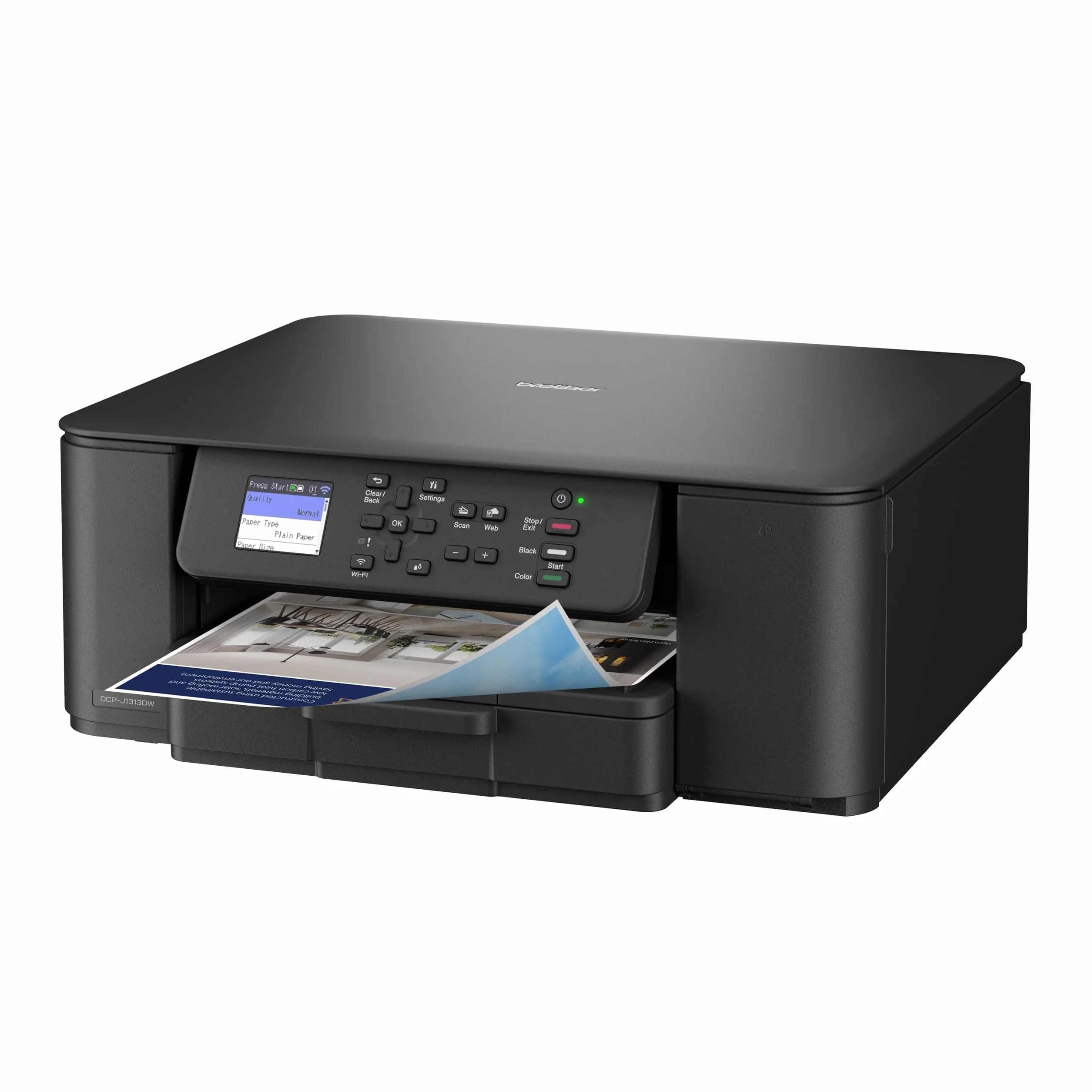 Brother DCPJ1313DW Stampante Multifunzione Inkjet a Colori con Duplex, WiFi, Display 4.5 cm, Cassetto 150 Fogli