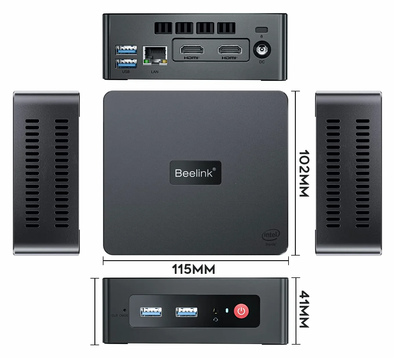 Beelink MINI S - Mini PC a basso consumo energetico, Windows 11 Pro, Intel Celeron N5095, UHD 4K, RAM 8 GB DDR4, SSD 128 GB, Wi-Fi 5 AC, Gigabit Ethernet, Bluetooth, 2x HDMI, VESA, GARANZIA ITALIANA