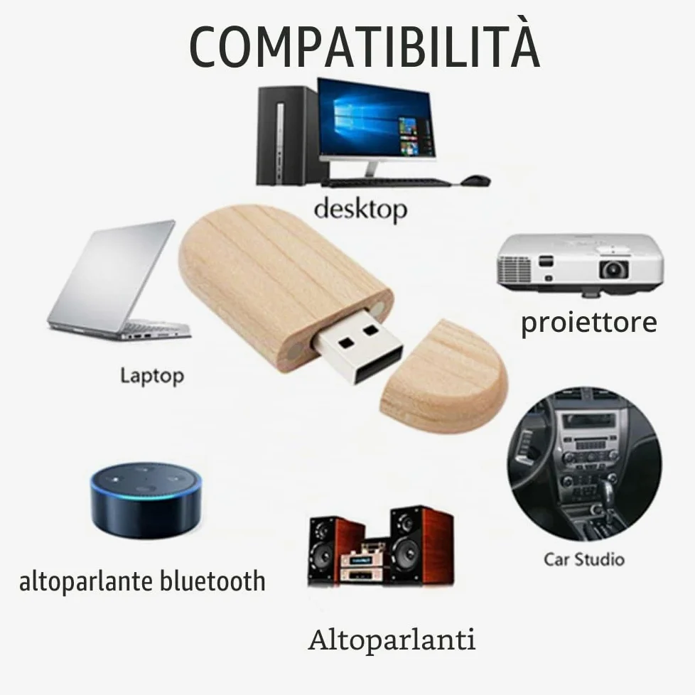 10 PZ Chiavetta USB in Legno Chiavetta USB Memoria (USB2.0 8GB)