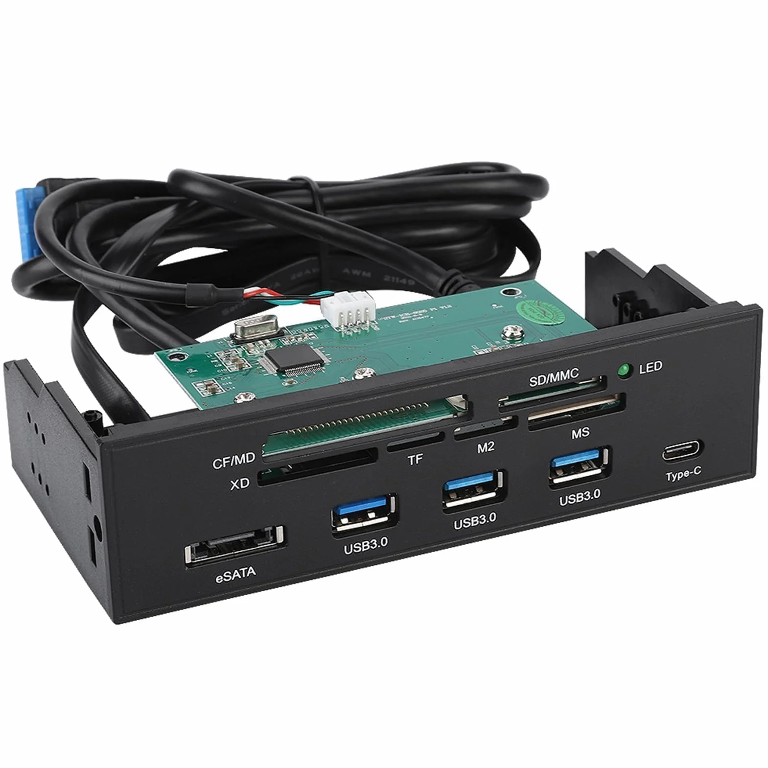 Lettore di Schede Interno, Interfaccia USB 3.0 da 5,25 Pollici Pannello Frontale del PC Hub Lettore di Schede Interno Lettore di Schede Tutto in Uno M2 SD MS XD CF Scheda TF Per Case del Computer allo
