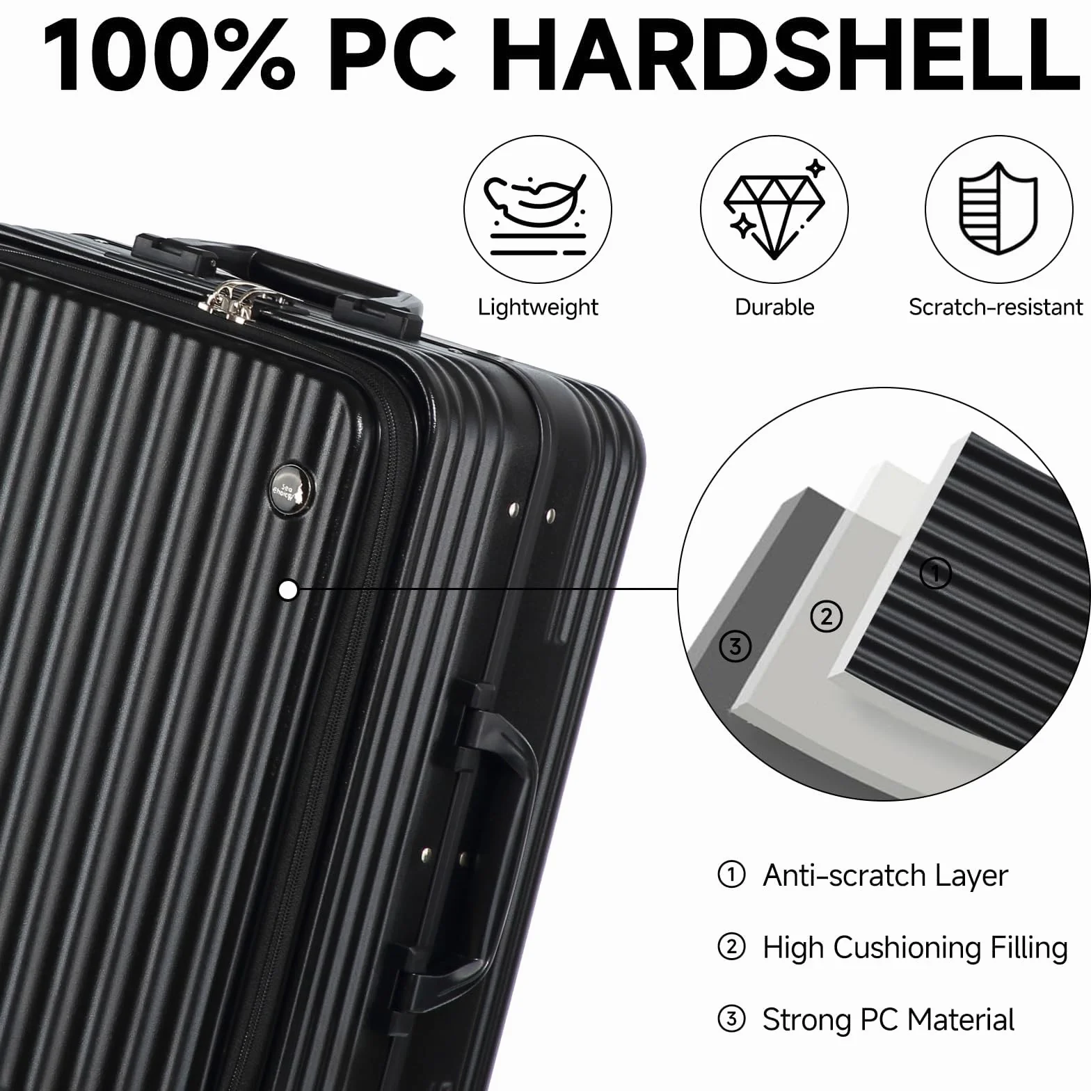 Sea choice Valigia Bagaglio a Mano con Tasca Frontale per Laptop 20" PC Valigia Trolley Porta con USB, 4 Rotelle con lucchetto TSA, Porta bicchieri