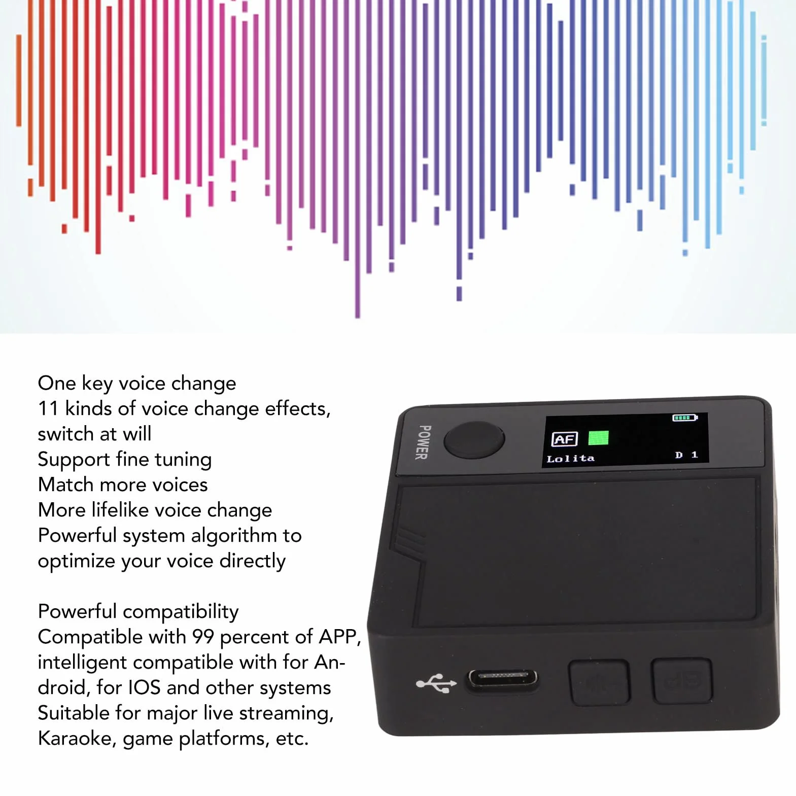 Cambia voce 11 effetti sonori Scheda audio dal Cambia voce Mini dispositivo portatile Plug and Play per universale