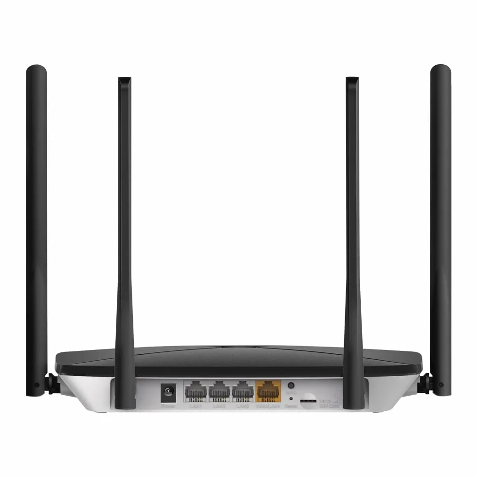 Mercusys MB115-4G Router WiFi con Sim, 4 Antenne Ad Alto Guadagno, 4G LTE Wireless N300Mbps, 3 Porte LAN+1 Porta LAN/WAN, WAN Connection Backup, Parental/LED Control, VPN, SMS, APP, Plug&Play