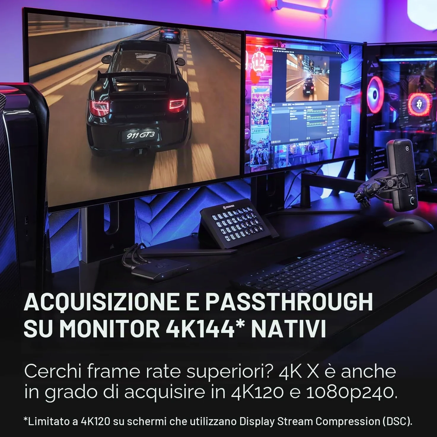 Elgato 4K X - Cattura 4K144 con Latenza Ultra-Bassa su PS5|Pro, Xbox Series X|S, Nintendo Switch 2, OBS e Altro, HDMI 2.1, VRR, HDR10, USB 3.2 Gen 2, per Streaming, Compatibile con PC|Mac|iPad | Password VRR, HDR10, acquisizione fino a 1080p240, USB 3.2 G