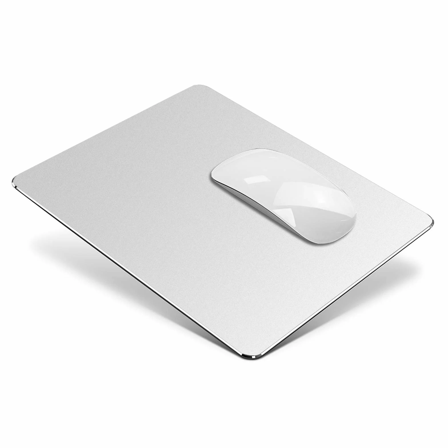 VAYDEER Tappetino per Mouse in Metallo e Alluminio, Rigido Impermeabile, doppia faccia, 23x18 cm Argento