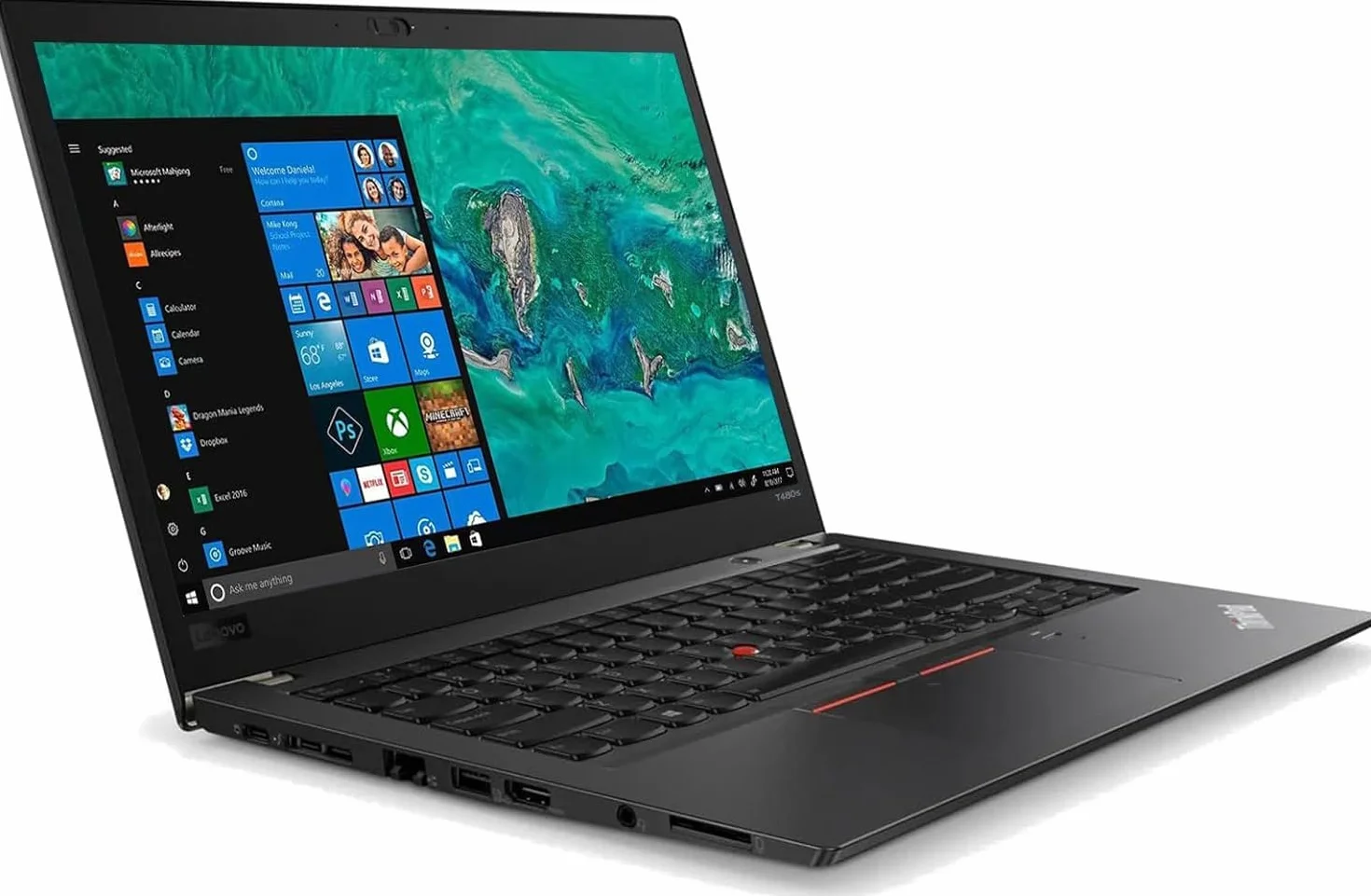 Lenovo ThinkPad T480s Business Laptop Notebook da 14 pollici, Intel Core i5-8350U, 8 GB RAM, SSD da 256 GB, tastiera US QWERTY Windows 11 Pro (ricondizionato)