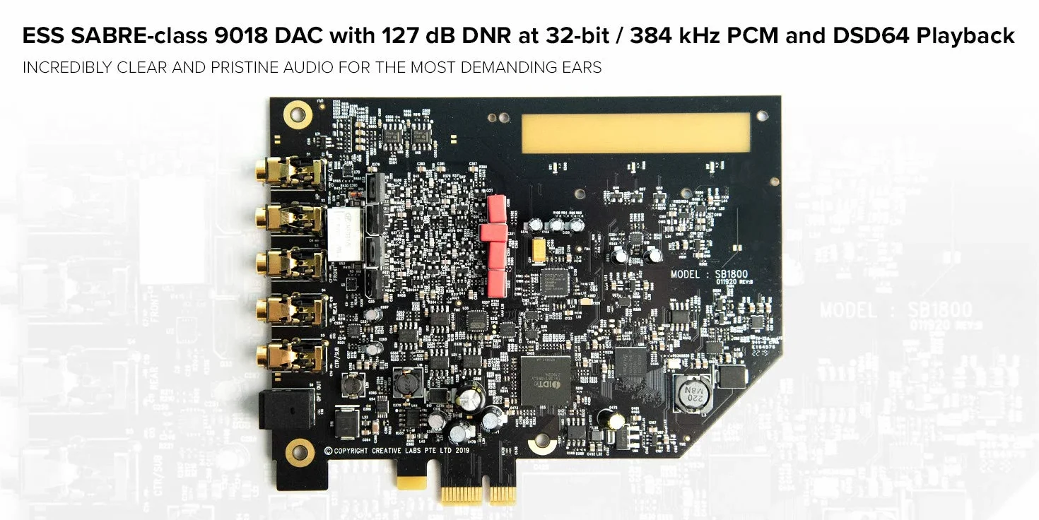 Creative Sound Blaster AE-7 - Scheda audio DAC/amplificatore PCI-e ad alta risoluzione con biamplificatore per cuffie Xamp Discreet e modulo di controllo audio grigio/nero