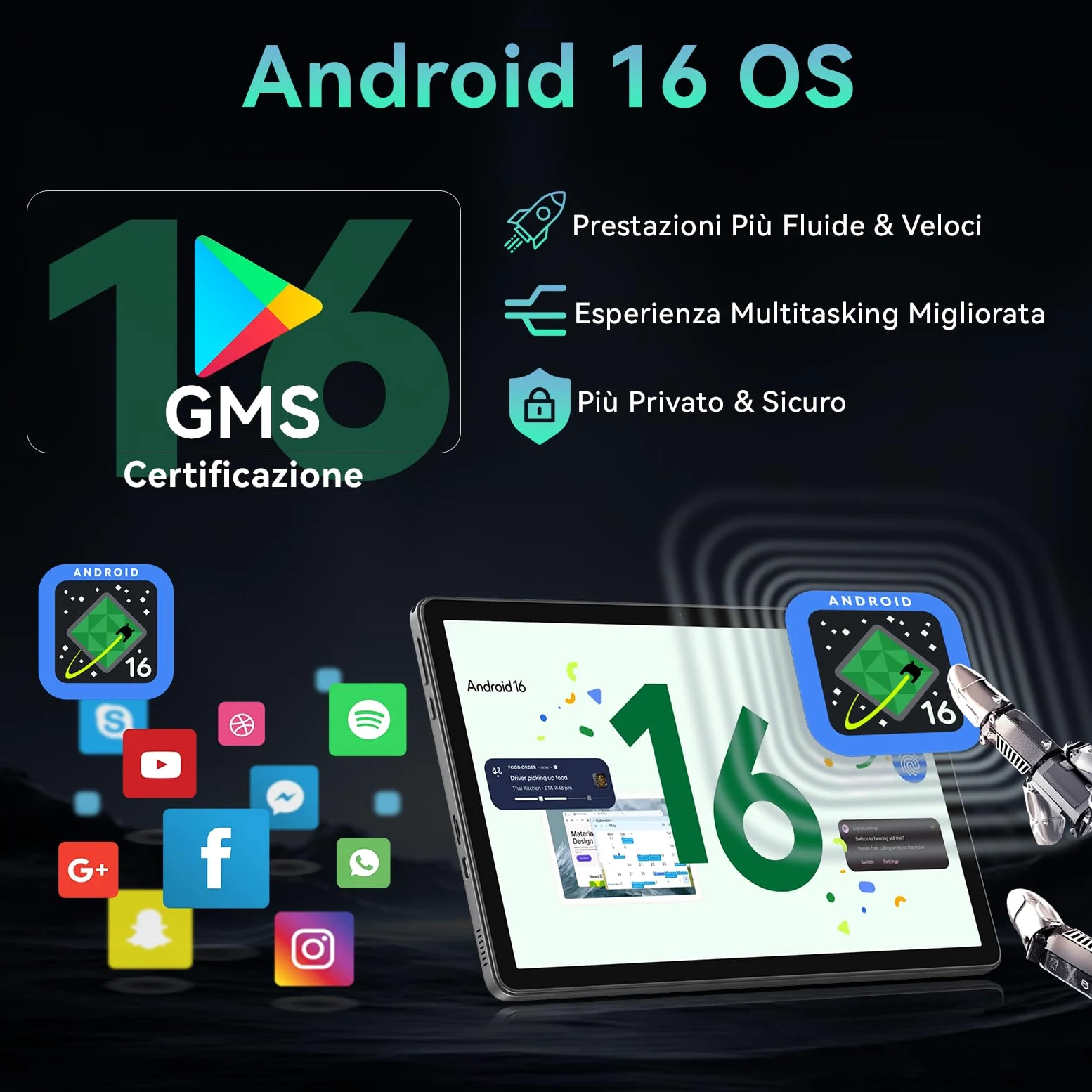 Tablet 11 Pollici con Gemini AI, Tablet Android 16 con Cover, Mouse & Tastiera, Octa-Core, 24 GB RAM + 256 GB ROM + 2 TB TF, 1920x1200 Display HD, 90 Hz, Fotocamera Doppia 8MP + 13MP, 8000mAh (Grigio)