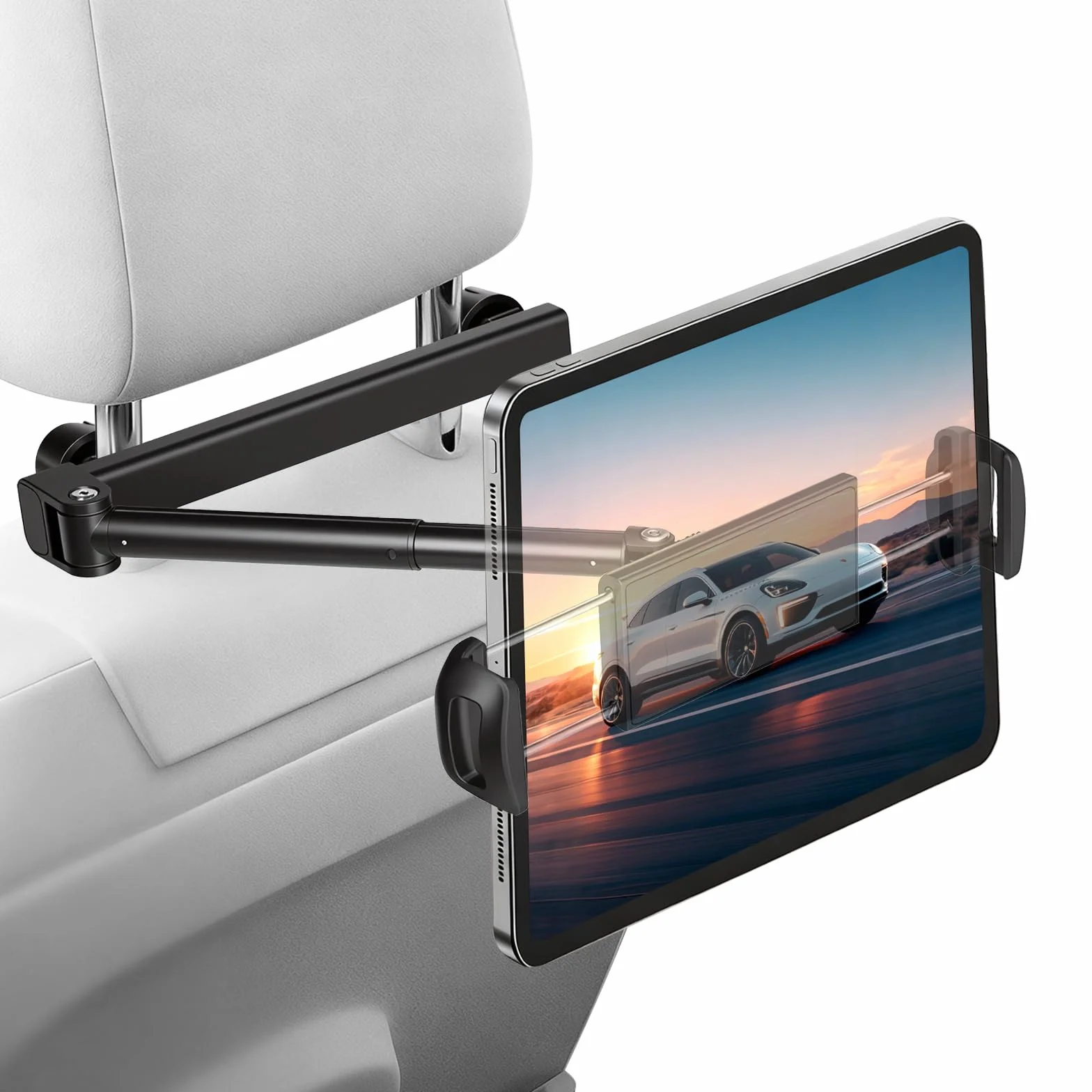VINATO Tablet Holder for Car, Adjustable Car Mount for iPad Kindle 4-12.9 Inch, 360° Rotation Black