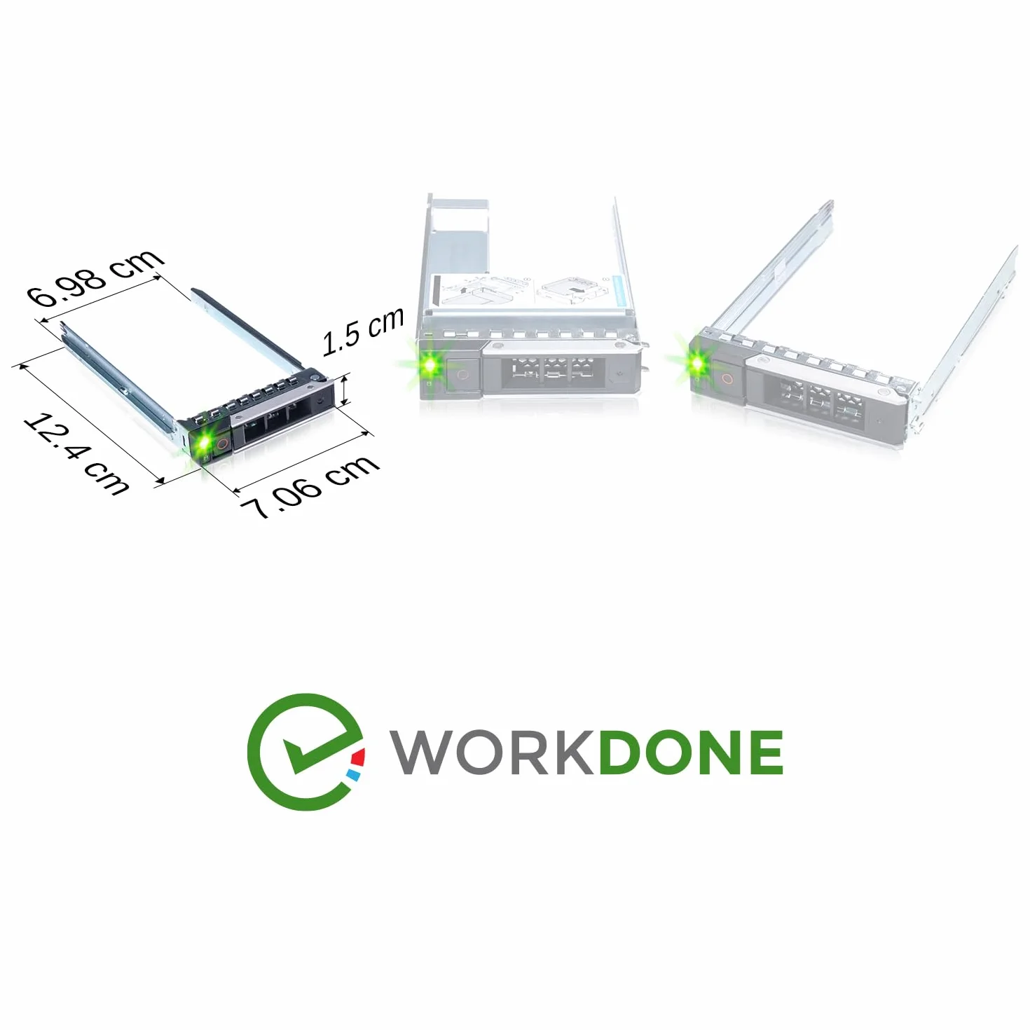 WorkDone 2 pezzi Caddy per disco rigido da 2,5 pollici Compatibile con PowerEdge Dell - R440 R640 R740 R740xd R940 R7415 R7425 DXD9H di 14° generazione - Vassoio della staffa Hot Swap SSD SAS NVMe