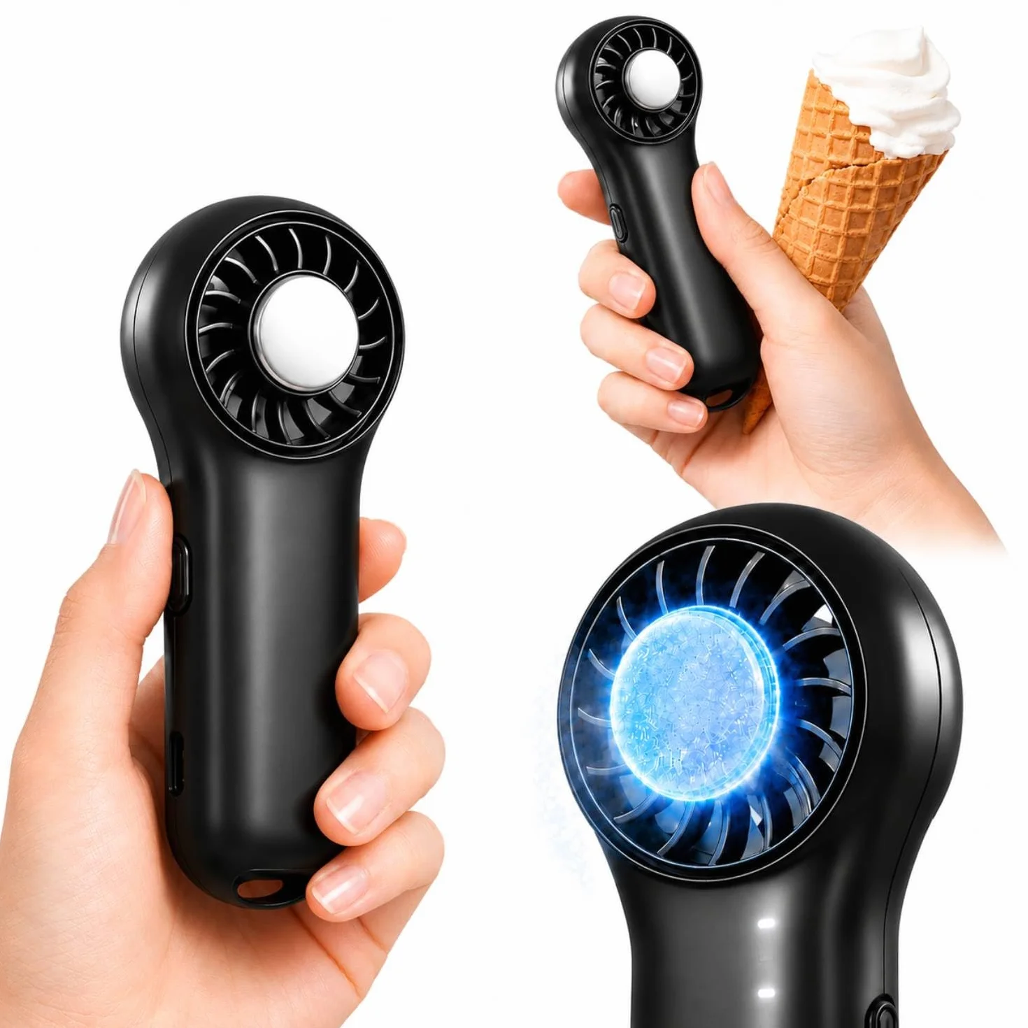 Ventilatore a mano con funzione di raffreddamento, mini ventilatore portatile 20000 RPM ad alta velocità, batteria con autonomia di 20,5 ore, 4 velocità, ventilatore USB ricaricabile, piccolo