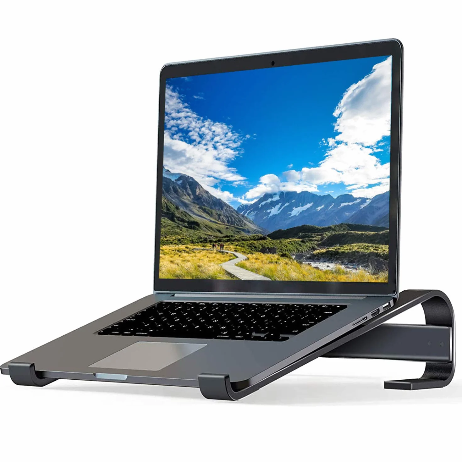 Supporto PC Portatile, Porta Pc Portatile Ergonomico Alluminio Leggero Ventilato Compatibile MacBook Air Pro, PC, iPad, Notebook, Tablette, Dell, XPS, HP 10-16.5 Pollici (Nero)