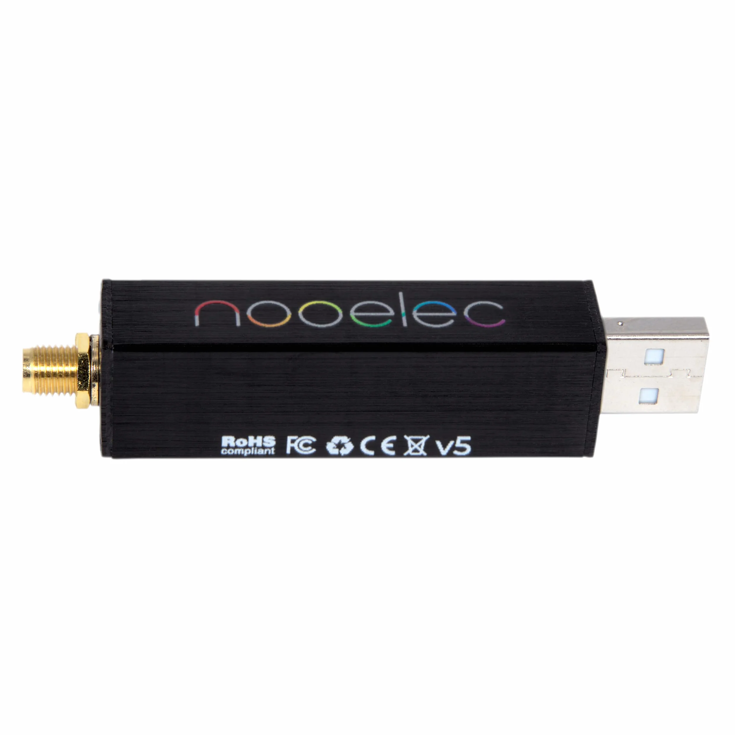 Nooelec RTL-SDR v5 SDR - NESDR SMArt HF/VHF/UHF (100kHz-1.75GHz) Radio Definita dal Software. Premium RTLSDR con 0,5 PPM TCXO, SMA e Custodia in Alluminio. Radio Basata su RTL2832U e R820T2 (R860)