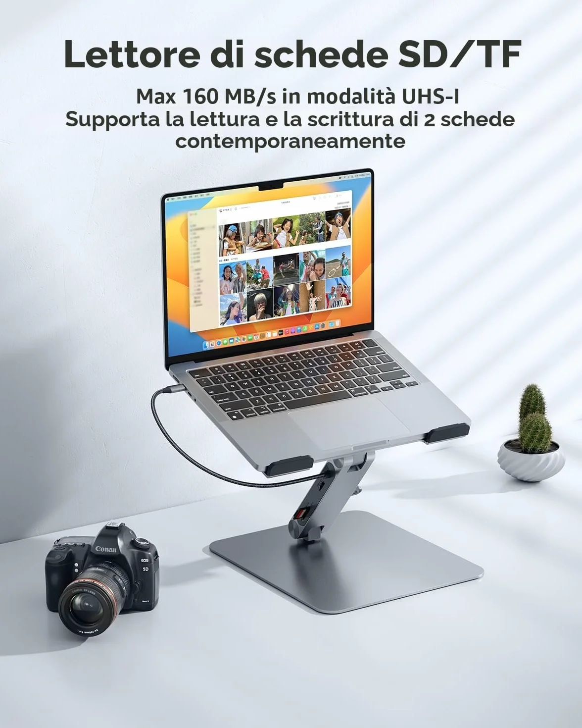 BENFEI Supporto per laptop con docking station USB-C 7in1, HDMI 4K@60Hz, 1*SD 1*Micro SD, 100W Power Delivery, 10Gbps 1*USBC 3.2 e 2*USBA 3.2 Compatibile con MacBook Pro/Air, iPad Pro, XPS, ThinkPad