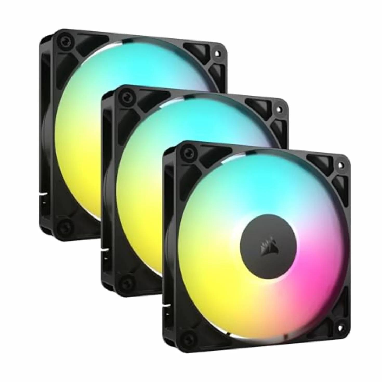 CORSAIR RS120 ARGB 120 mm PWM Ventole – Connessione a Margherita – Basso Rumore – Cuscinetto a Cupola Magnetica – Confezione Tripla – Nero