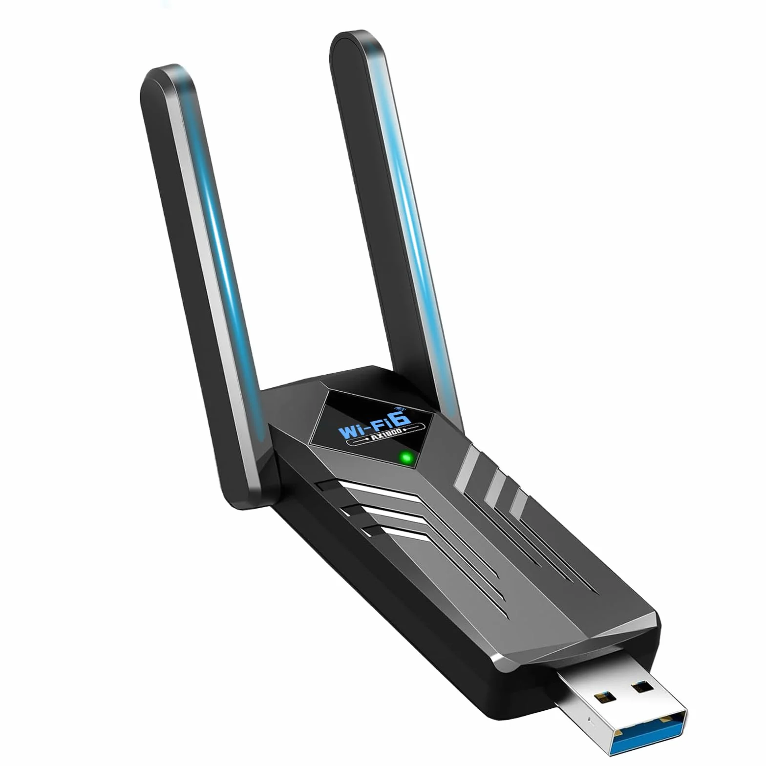 Adattatore WiFi 6 USB 3.0 Chiavetta Wireless Dual Band 2.4GHz/5.8GHz 2x3dBi Antenne per PC Fisso Portatile