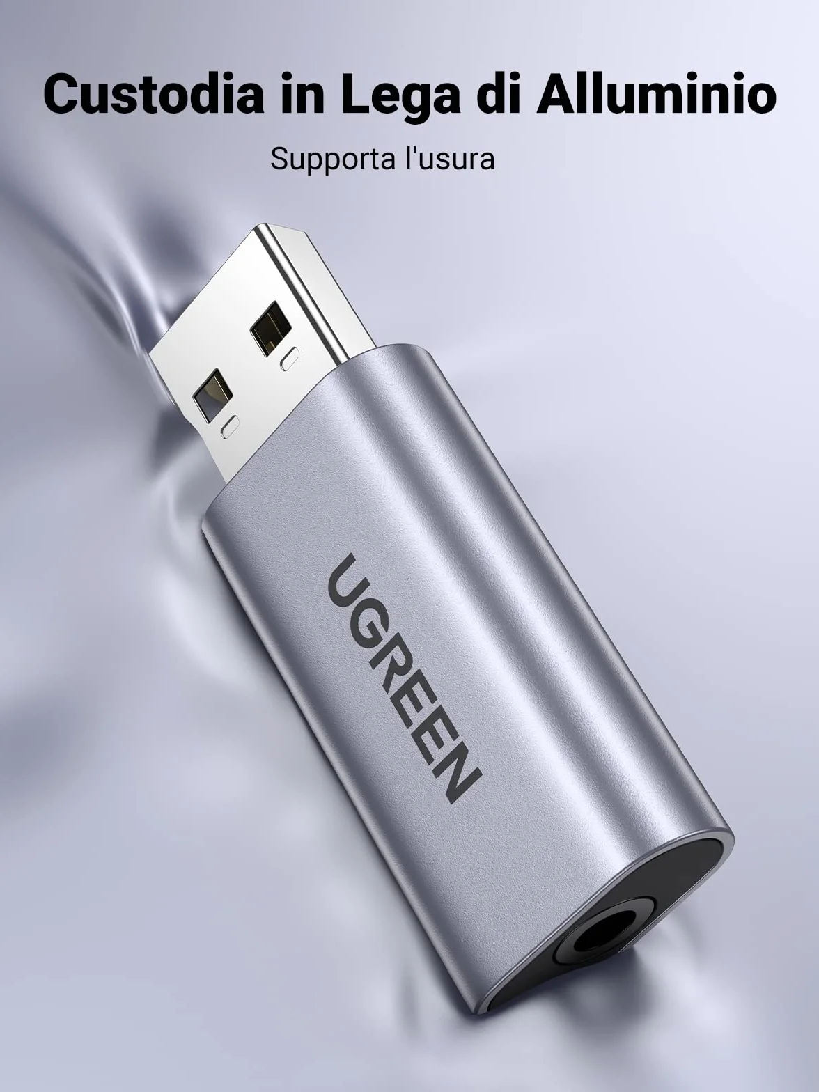 UGREEN Scheda Audio Esterna USB in Alluminio Adattatore Sonoro a Jack 3,5mm per Cuffie Microfono Casse Compatibile con PC PS5/4 MacBook Laptop Surface Pro Raspberry Pi Plug e Play