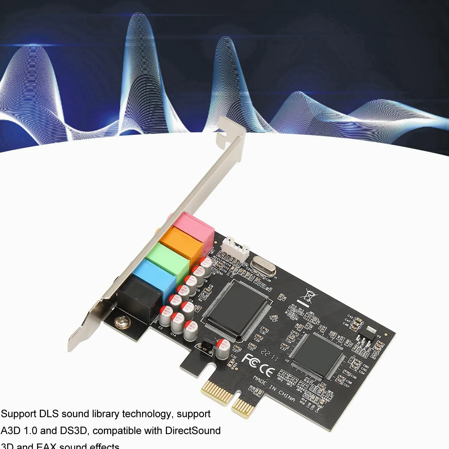 Scheda Audio PCI Express 5.1 per Computer - Audio Surround a 6 Canali, 24 Bit 48 KHz, Interna per Giochi 3D e Home Theater