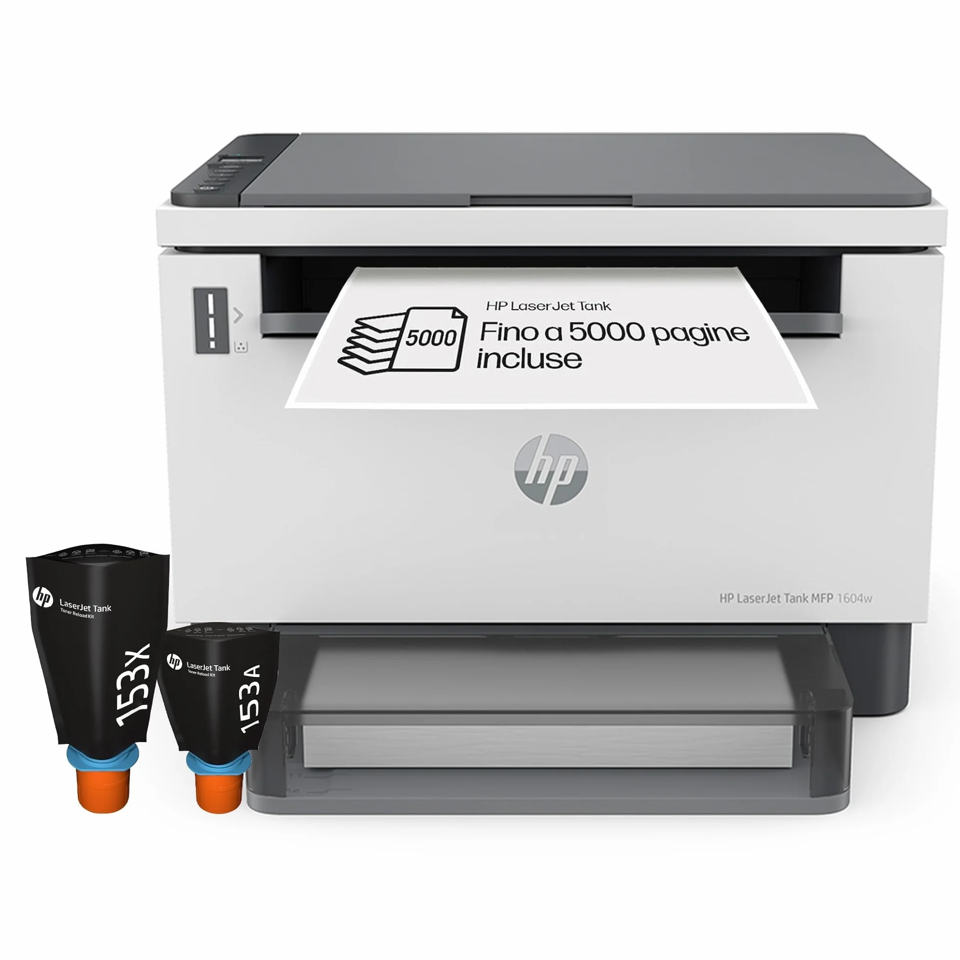 HP Laser Tank 1604w 381L0A Stampante Monocromatica Multifunzione Serbatoio Toner Ricarica Rapida Stampa F/R Manuale 22 ppm 5000 Pagine Scansione A4 Wi-Fi USB Bianca