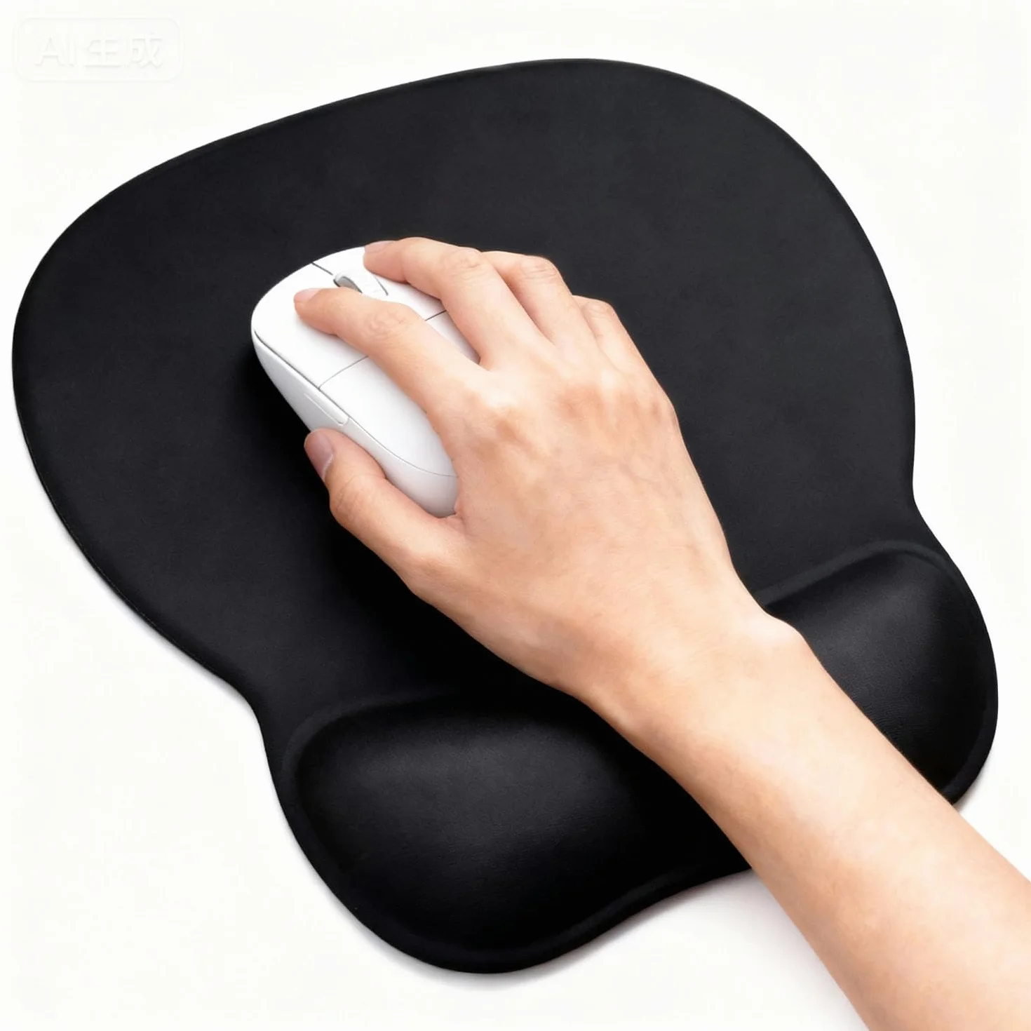 Tappetino Mouse Ergonomico con Poggiapolsi, Cuscino in Gel Schiuma a Memoria & Base Antiscivolo, Tappeto Mouse Grande Impermeabile per Ufficio e Gaming, 24x20.5cm, Tappetino Scrivania Nero