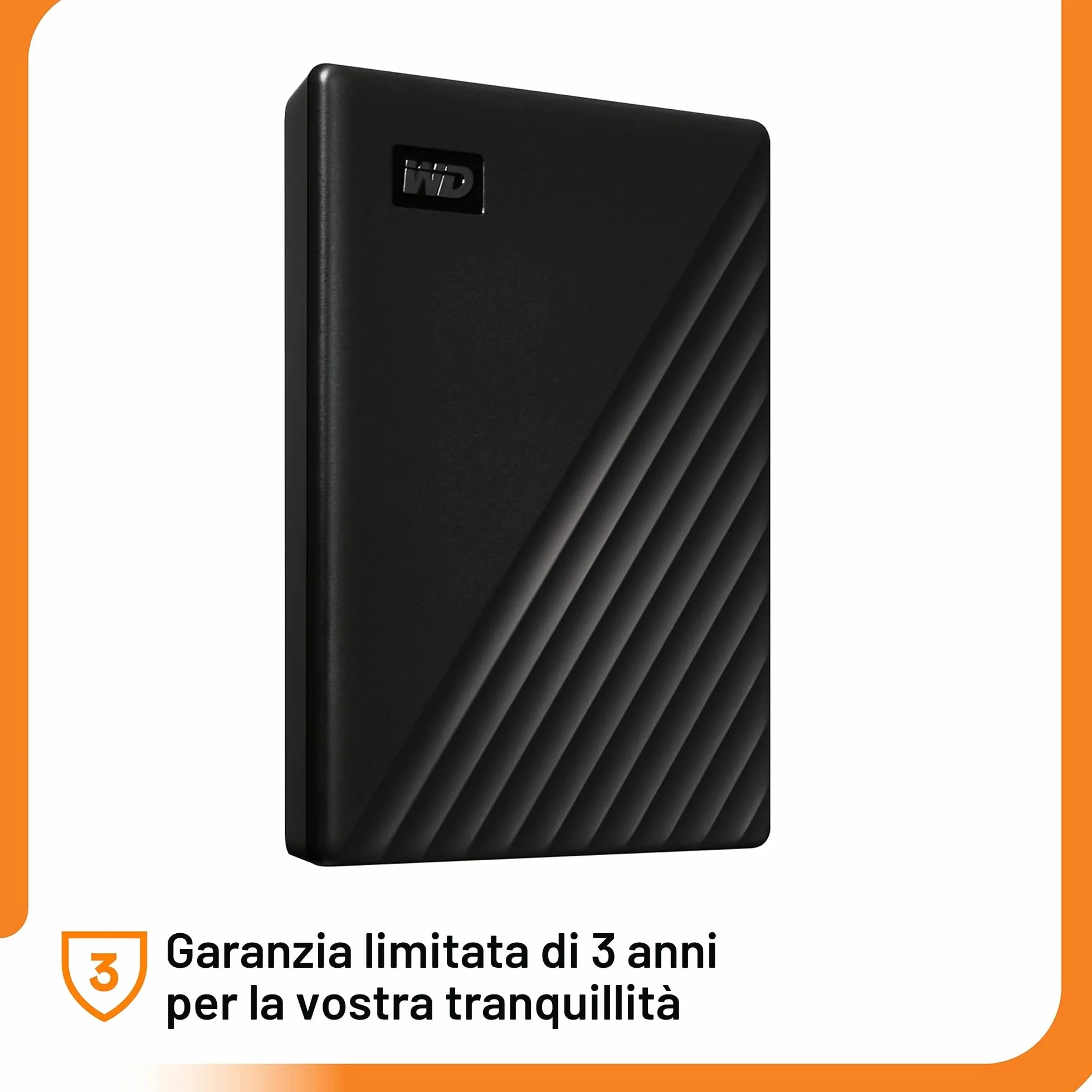WD 6TB My Passport Hard Disk Esterno Portatile, USB 3.2 Gen 1/USB 3.0, Protezion con password, Software per la gestion e il backup, Formatto per Windows, ChromeOS and MacOS, Nero