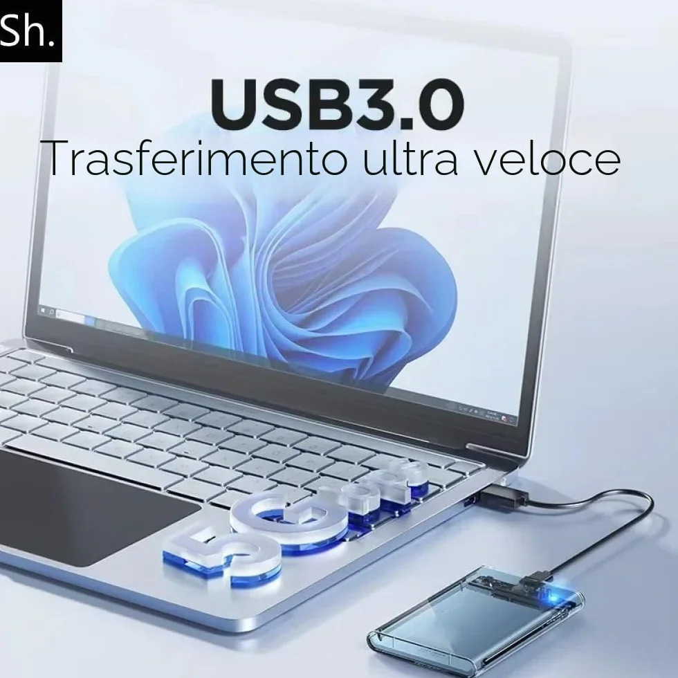 Sh. Case SSD HDD Hard Disk Esterno 2.5" SATA USB 3.0, 5Gbps Supportato UASP, Custodia SSD/HDD Portatile, Box Esterno per Disco Rigido, Adattatore SATA USB 3.0 per Laptop/PC/PS4/Xbox