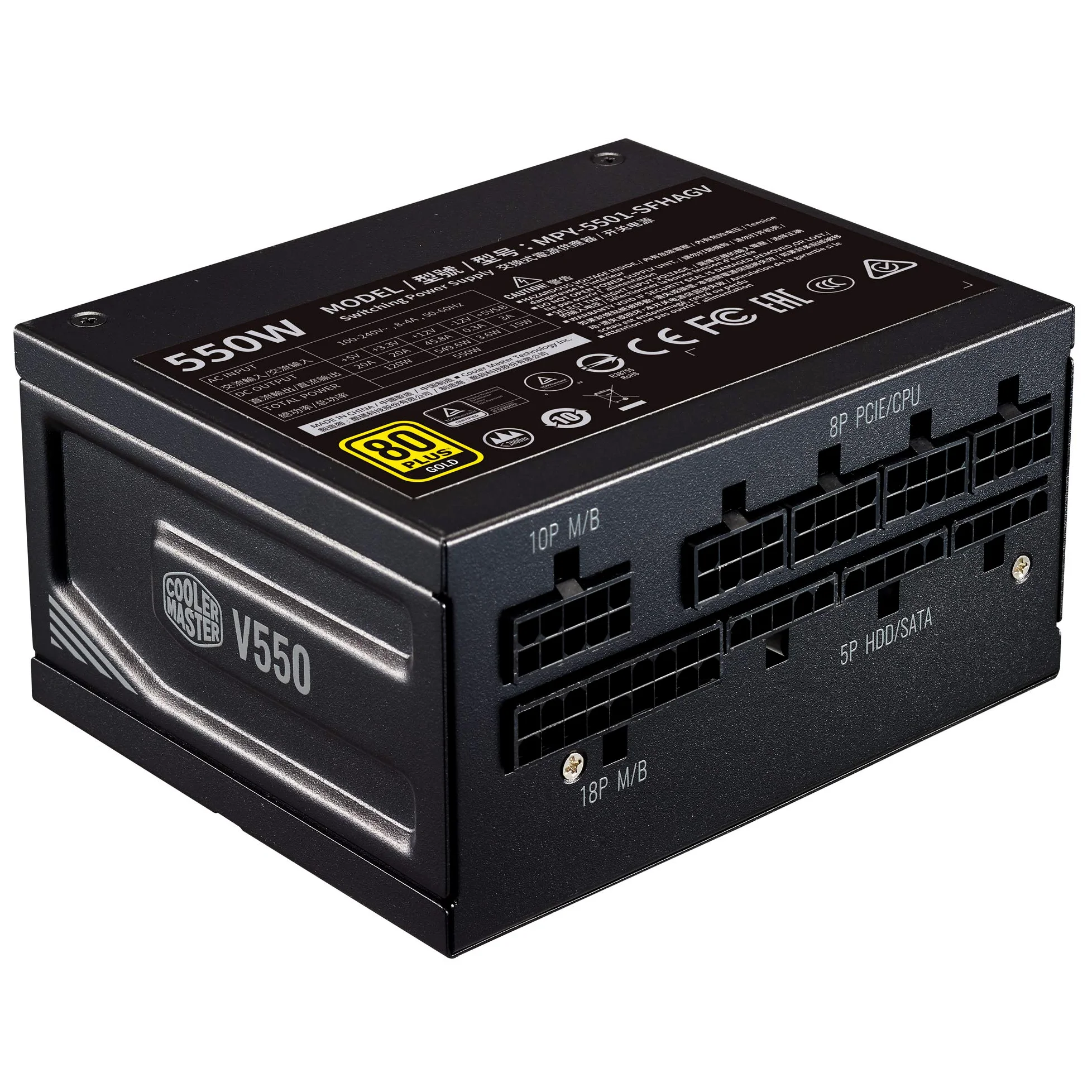 Cooler Master V850 SFX Gold, Spina EU - 850W 80 PLUS Gold, Alimentatore Full-Modular, SFF/mini-ITX, Ventola FDB Silenziosa da 92mm, Modalità Semi-Fanless, Staffa SFX-a-ATX