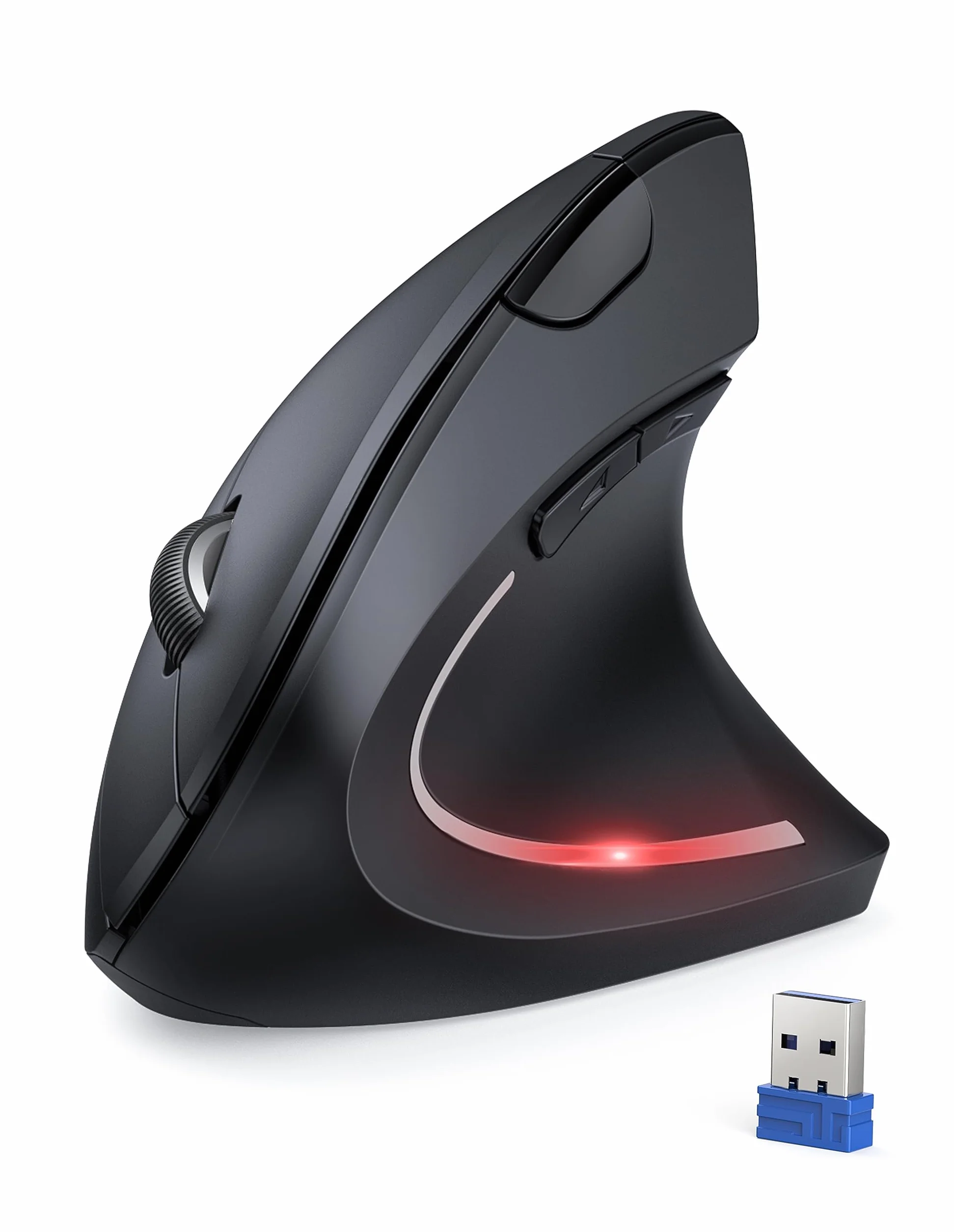 TECKNET Mouse Verticale Wireless 4800 DPI Ergonomico 6 Pulsanti Nero
