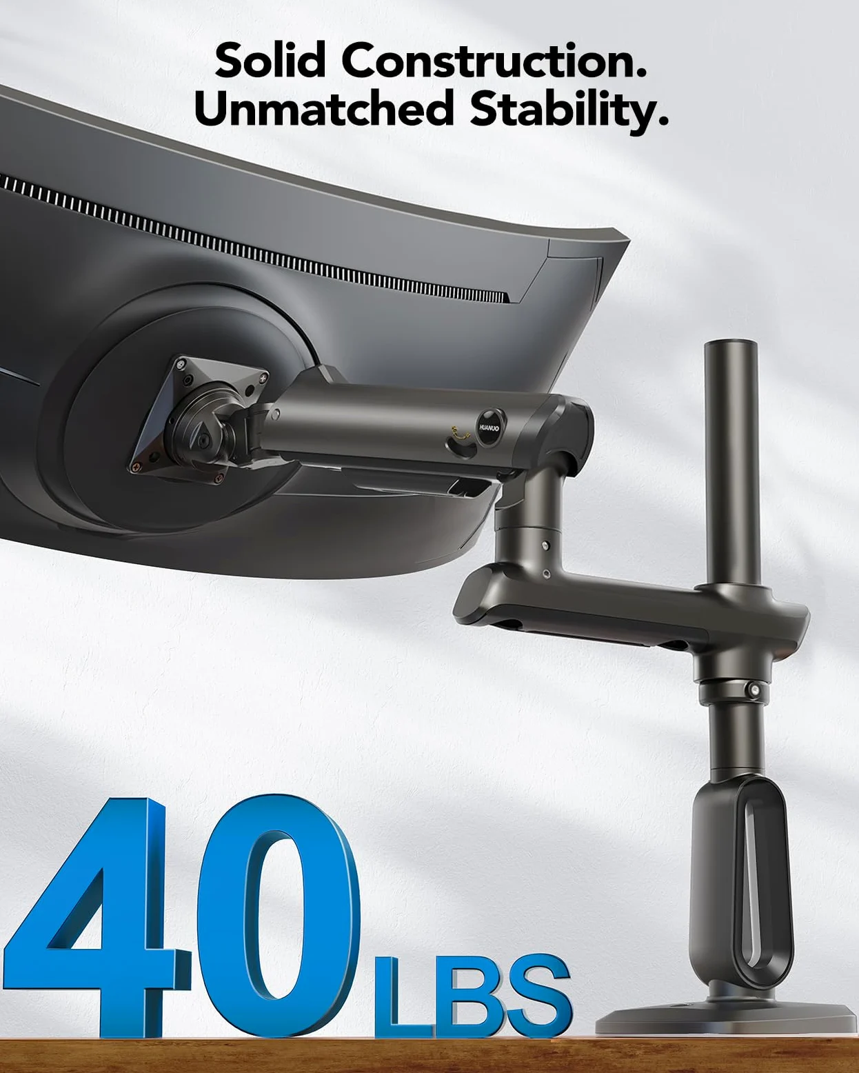 HUANUO Braccio per monitor ad alta resistenza per schermi ultrawide da 49 pollici, supporta 18 kg, supporto per monitor da gioco regolabile con altezza massima di 739 mm, VESA 75x75 100x100