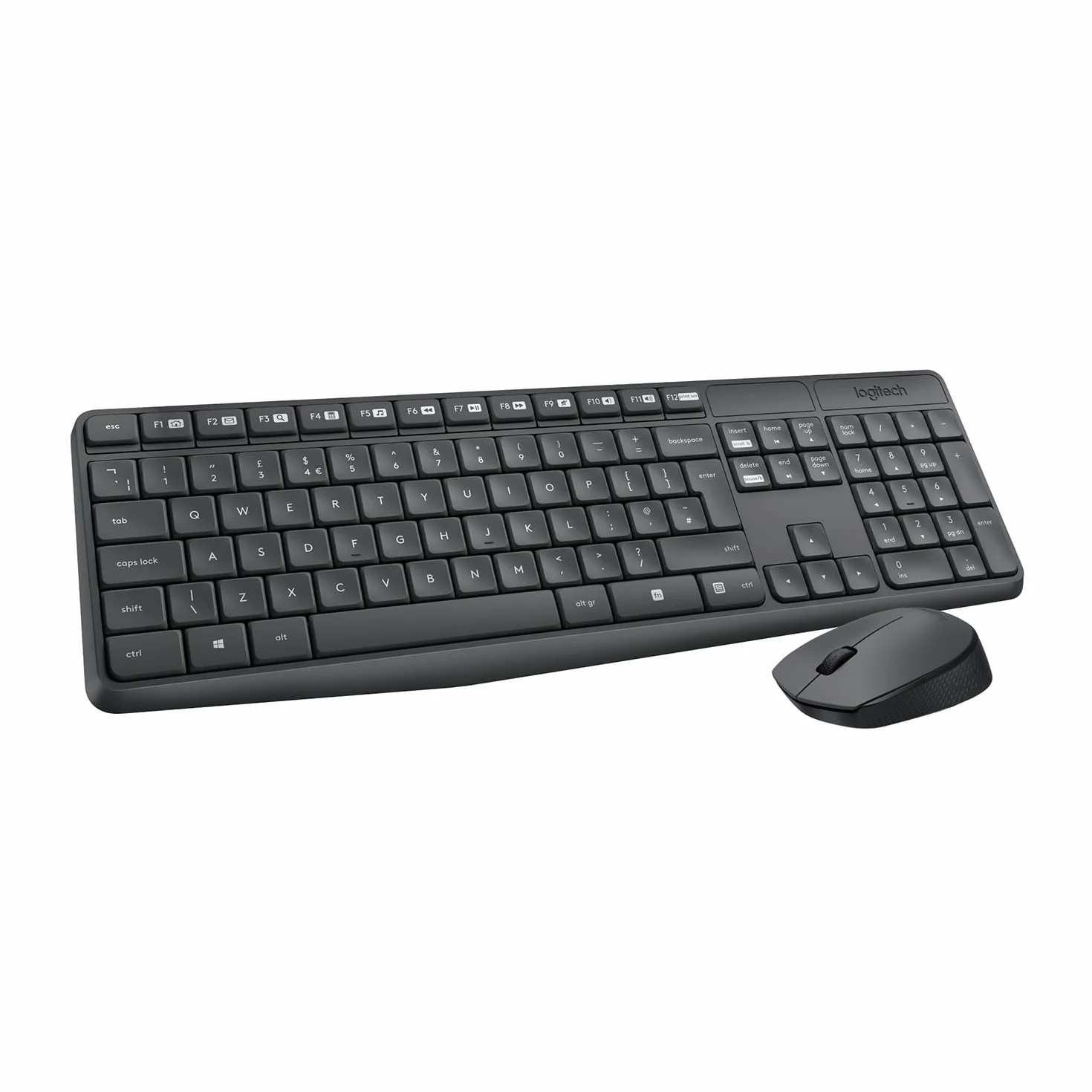 Logitech MK235 Combo Tastiera e Mouse Wireless per Windows, Ricevitore Unifying USB 2,4 GHz Wireless, 15 Tasti FN, Lunga Durata della Batteria, PC, Laptop, Layout Italiano QWERTY - Grigio
