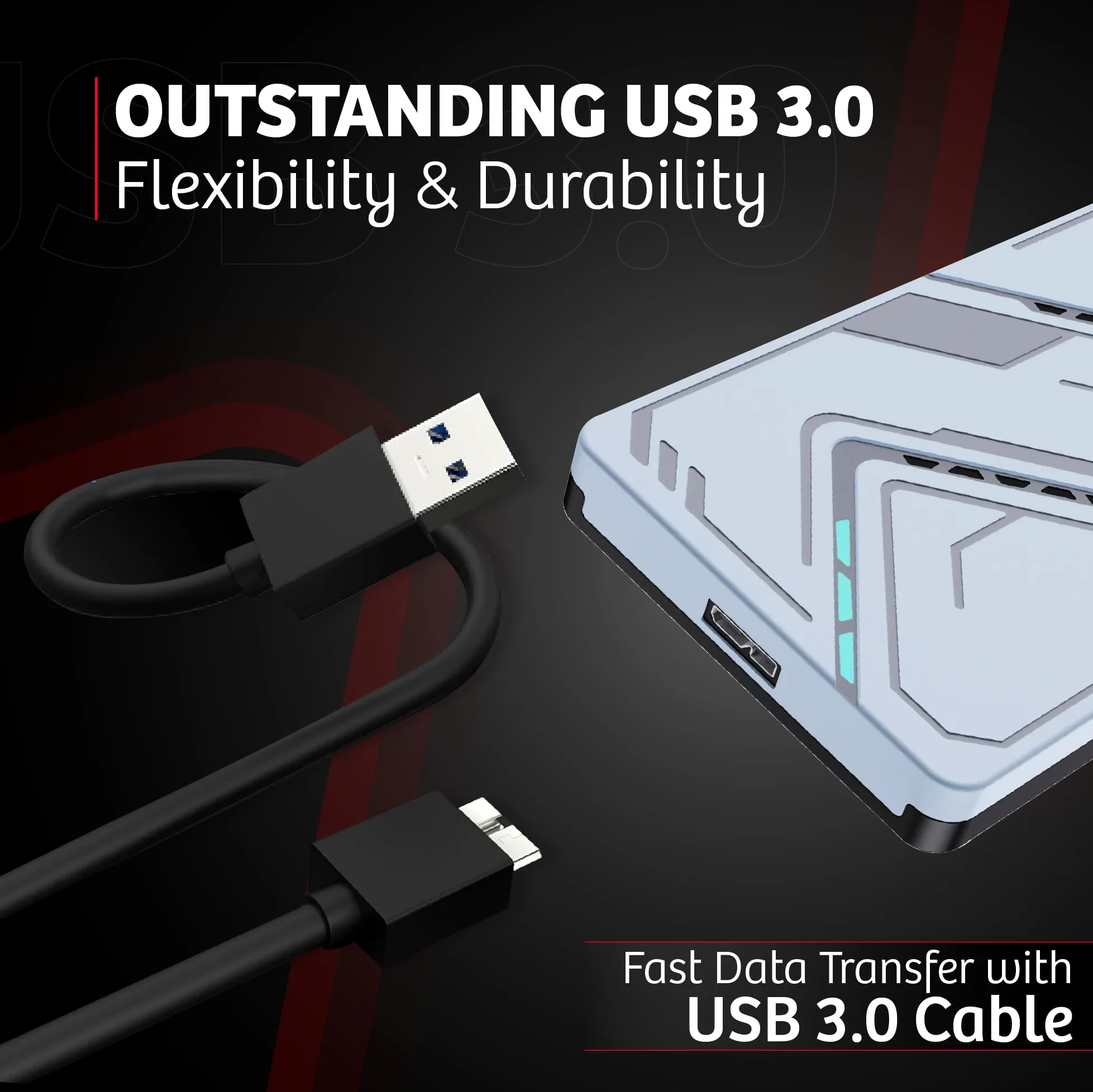 Hard disk esterno portatile da 1 TB, USB 3.0, HDD da 2,5", colore: argento | Trasferimento dati ad alta velocità, archiviazione di backup, per laptop, PC, desktop, console di gioco