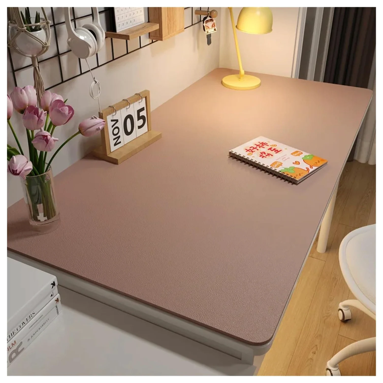 Tappetino da scrivania in pelle Tovaglia in pelle for la casa, facile da pulire, protezione impermeabile, sottobicchiere for il tè, grande tappetino scrivania for tastiera e mouse gioco(Pink,80x140cm)