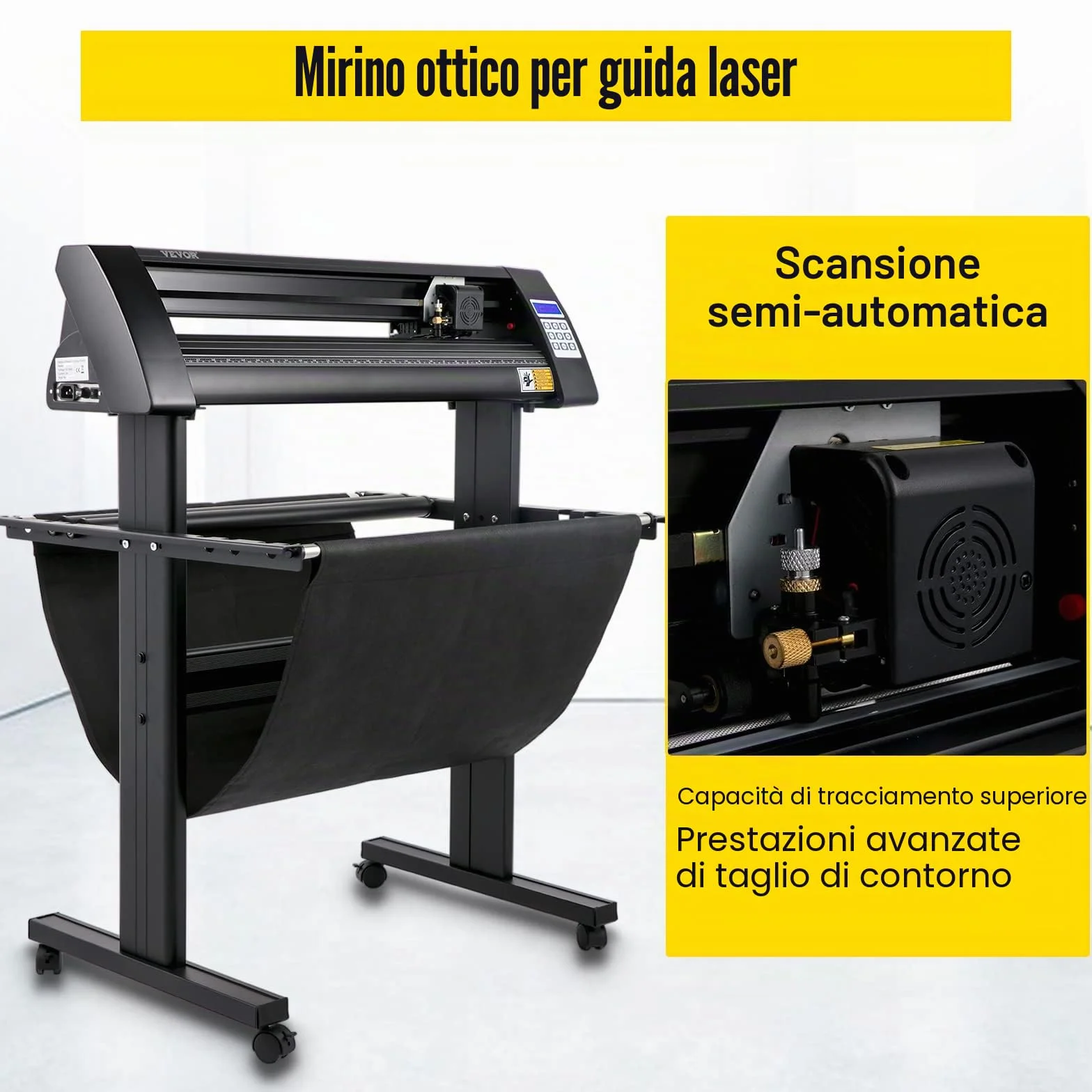 VEVOR Plotter da Taglio Vinile Semiautomatica, KH-720A 720mm Potenza 95W Taglierina per Plotter Vinile Signmaster con Luce Guida a LED per Adesivi per Auto, Segnali Stradali, Palloncini, Caschi, ecc.