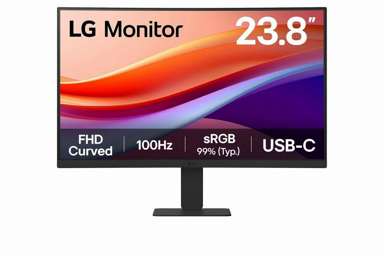LG 24U421A-B - Schermo PC desktop da 24" - Lastra VA risoluzione FHD (1920x1080), 5ms 100Hz, HDR 10, sRGB 99% (CIE1931), inclinabile, curvo 1500R, HDMI 2.0, USB-C (15W)