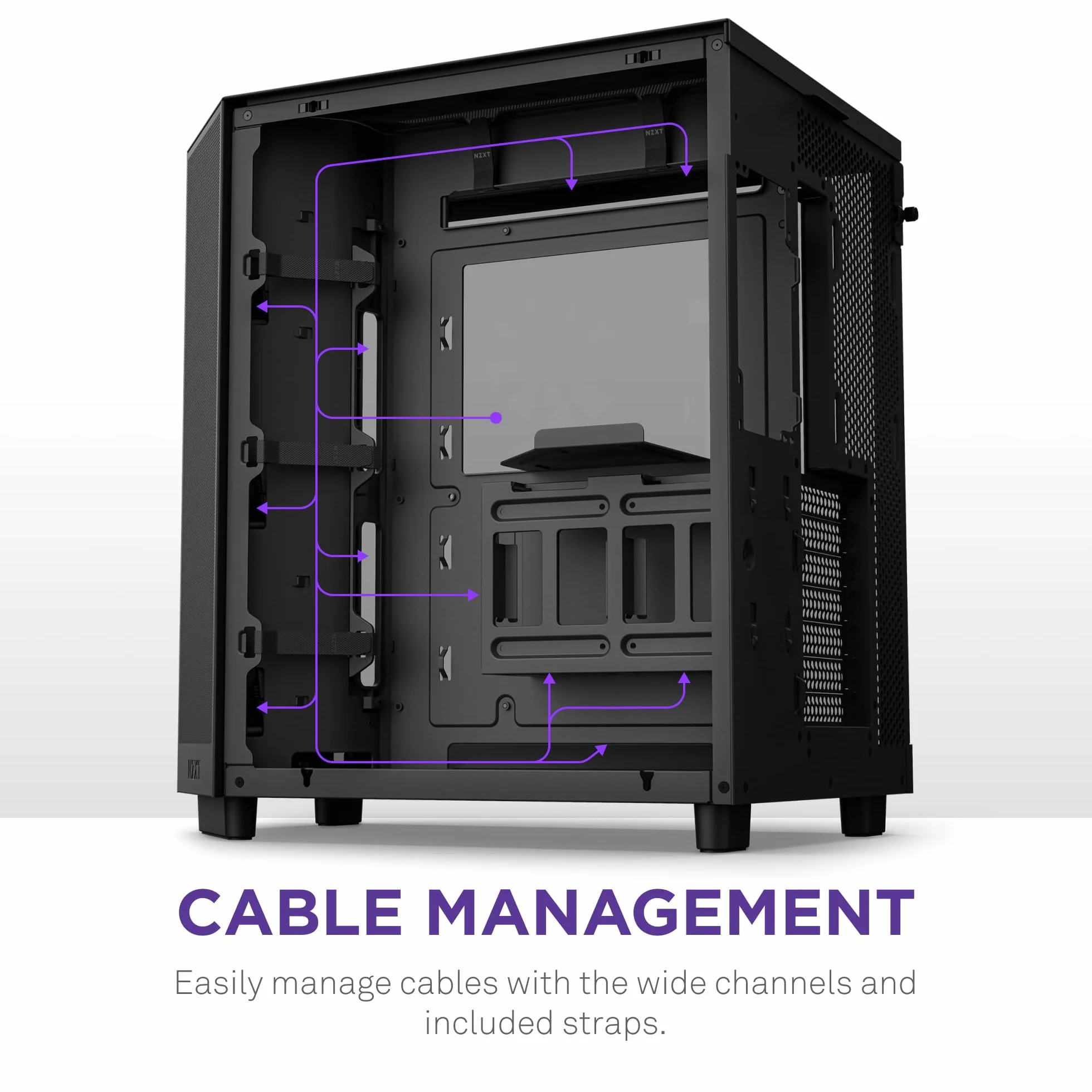 NZXT H6 Flow, CC-H61FB-01, Case Mid-Tower Compatto a Doppia Camera con Flusso d'Aria, Pannelli in Vetro Panoramico, Flusso d'Aria ad Alte Prestazioni, Include 3 Ventole da 120 mm, Nero | Case ATX compatto a doppia camera con vetro panoramico e 3 ventole 1