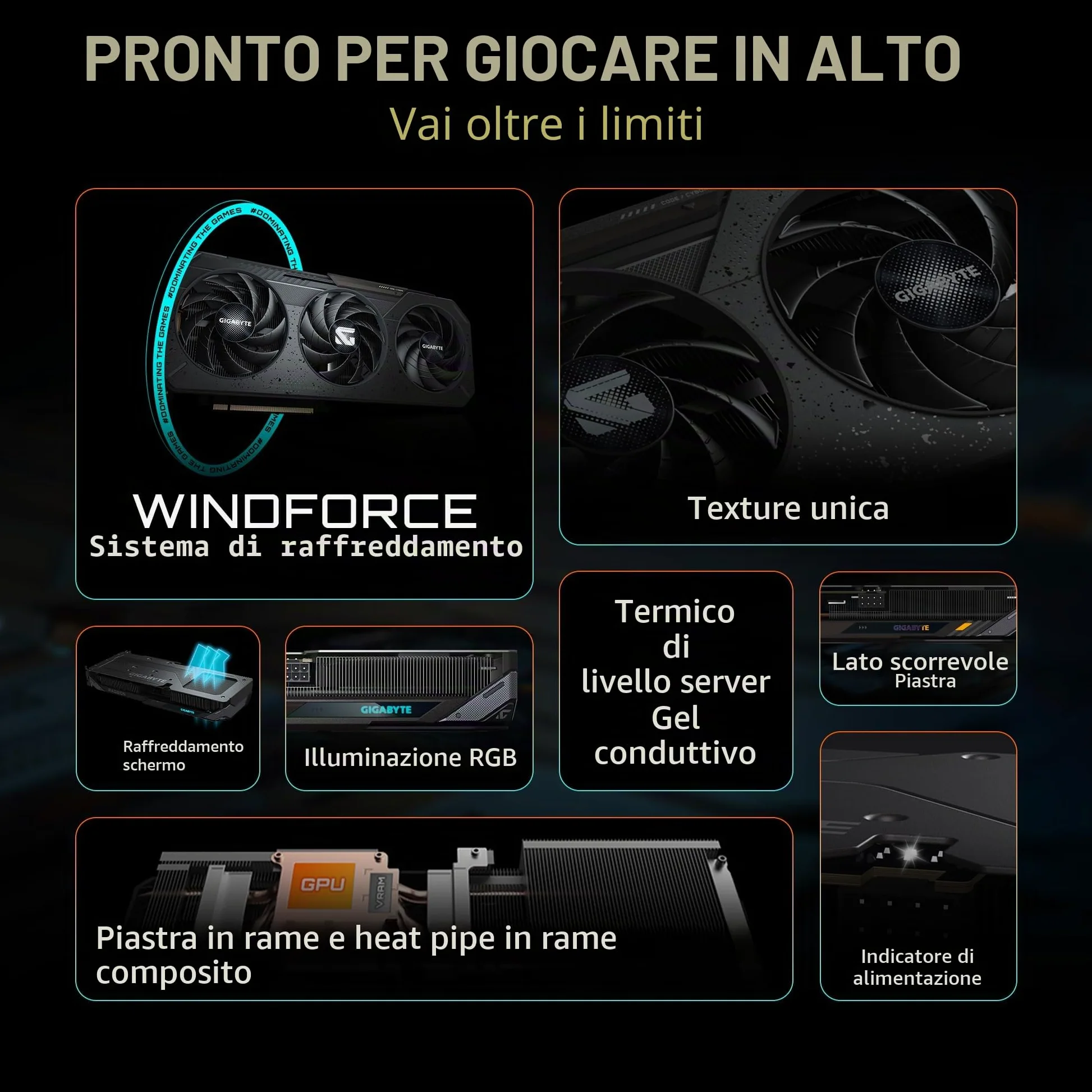 GIGABYTE Scheda grafica Radeon RX 9060 XT Gaming OC 16G, PCIe 5.0, 16GB GDDR6, GV-R9060XTGAMING OC-16GD Scheda Video
