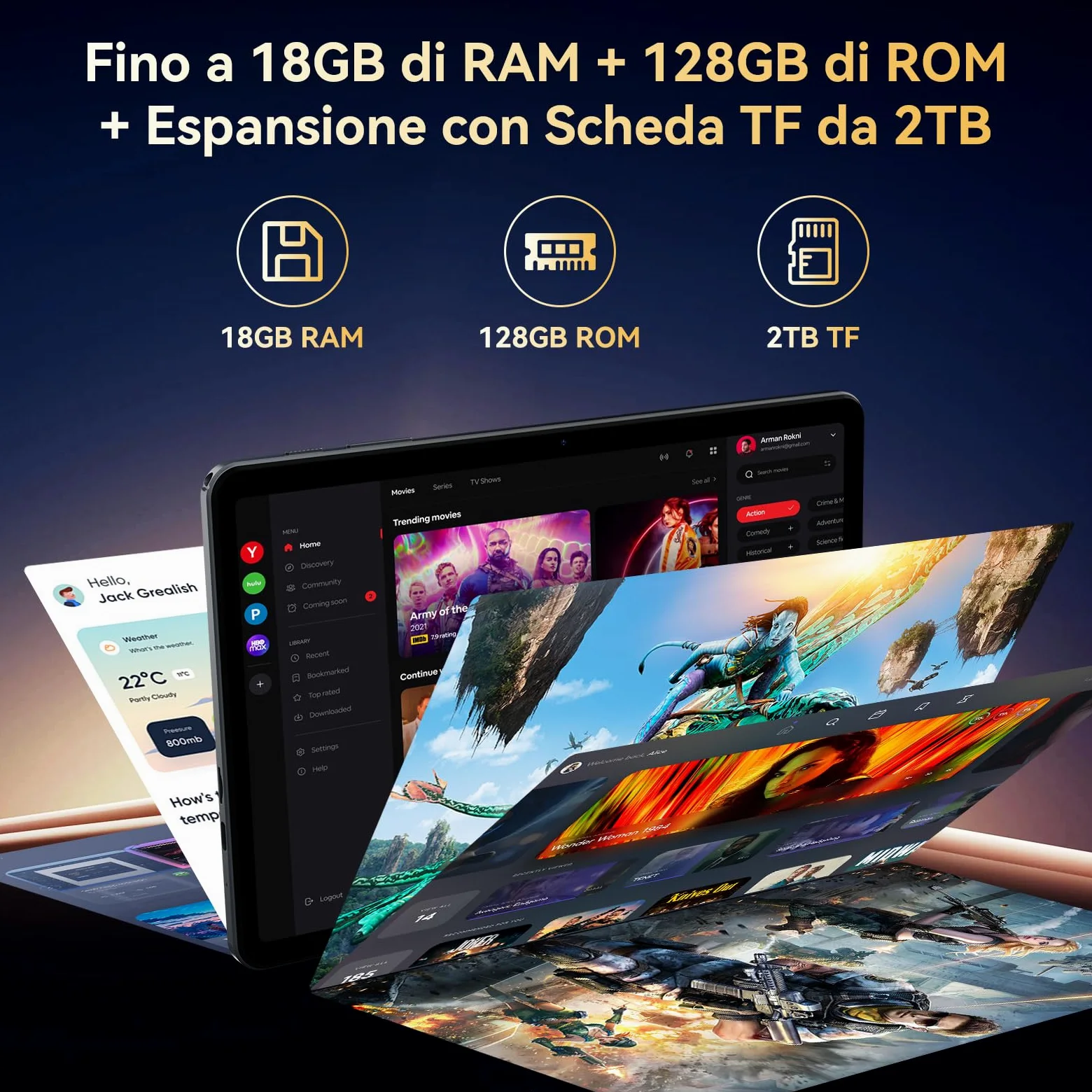 TABWEE Tablet con Tastiera e Penna, 18 GB RAM+ 128GB ROM (2 TB TF) | Tablet in Offerta 10 Pollici, Android 15, 6000 mAh, 5MP+2MP, Gemini AI, 5G WIFI, GPS, 3.5mm Jack Port (4 Anni Garanzia)