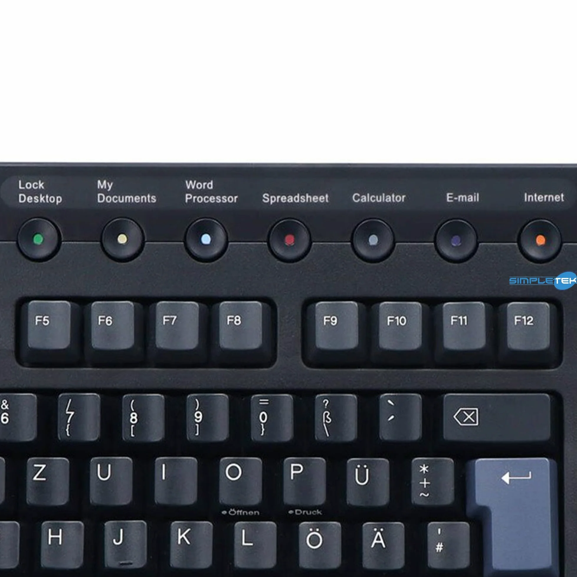 SIMPLETEK - Tastiera Multimediale USB AZERTY Belga BE Hub Poggiapolsi Nera | Tastiera programmabile USB con layout AZERTY belga, hub USB integrato per periferiche, poggiapolsi e profilo multimediale