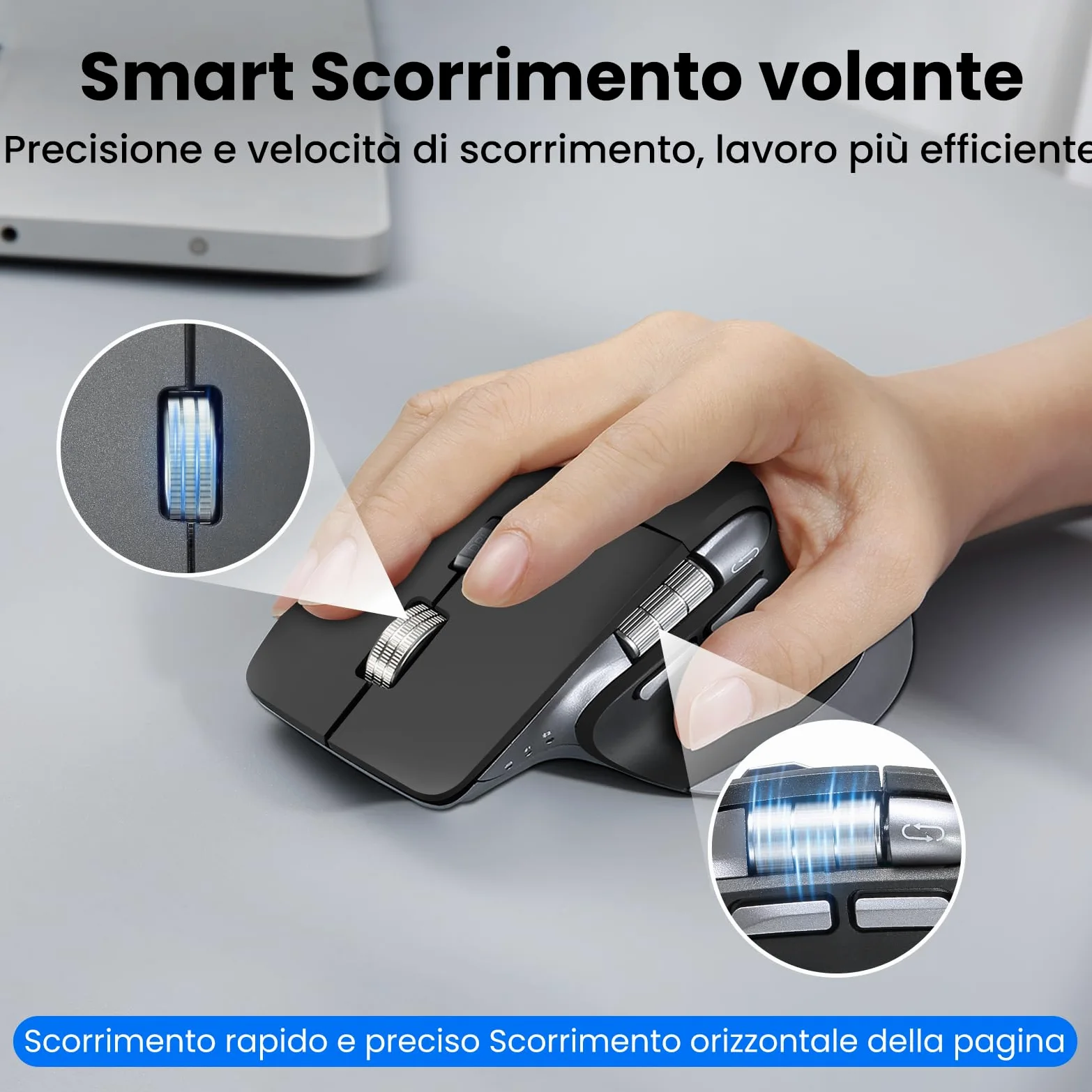 CITLLA Tastiera e Mouse Wireless Combo Tastiera Bluetooth Multidispositivo con Poggiapolsi, Tastiera Ricaricabile Retroilluminata, Mouse Silenzioso Ergonomico per Computer Desktop PC Portatile