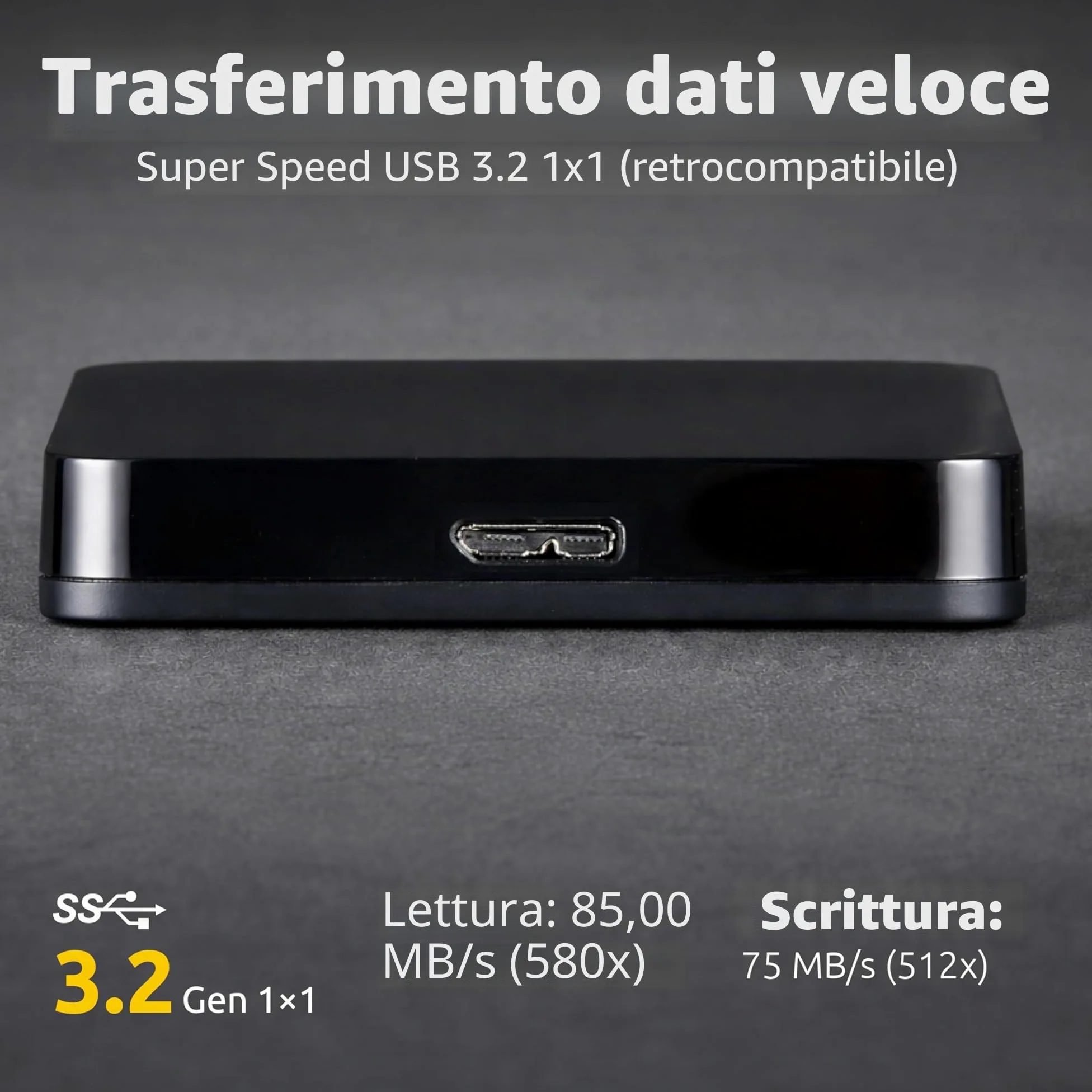 Intenso 6021513 Memory Case - Hard Drive portatile 5 TB, 2.5", USB 3.0, 5400 RPM, 8 MB di cache, nero