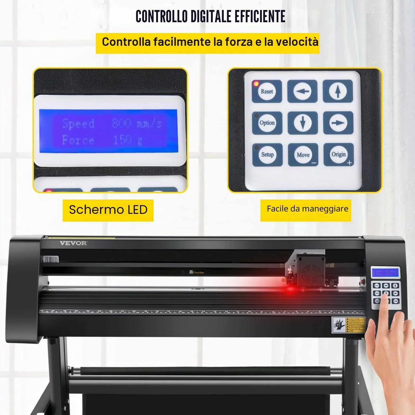 VEVOR Plotter da Taglio Vinile Semiautomatica, KH-720A 720mm Potenza 95W Taglierina per Plotter Vinile Signmaster con Luce Guida a LED per Adesivi per Auto, Segnali Stradali, Palloncini, Caschi, ecc.