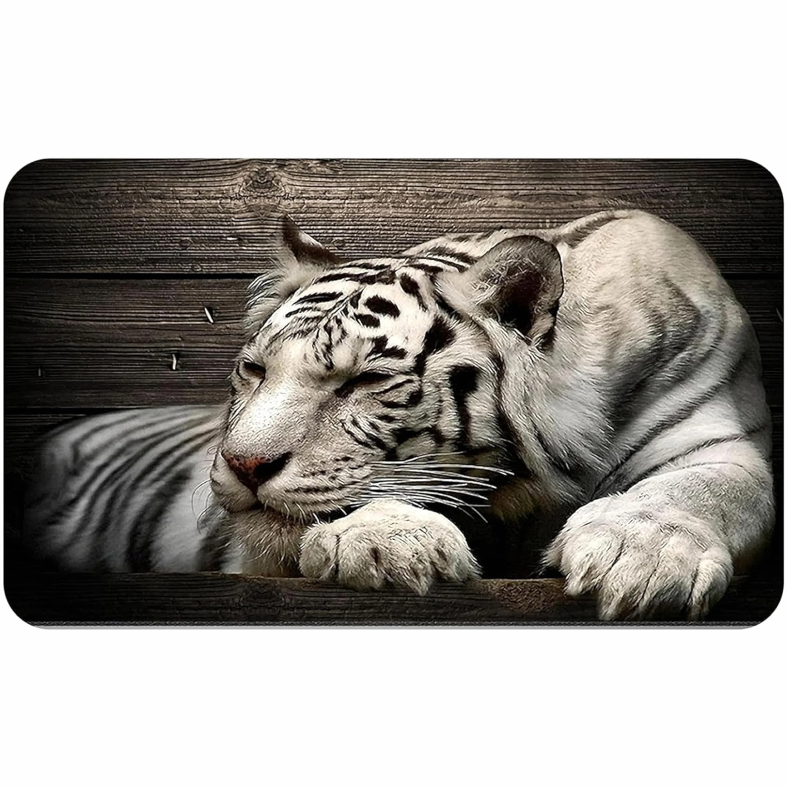 Tappetino Mouse 24 x 20 cm Tigre bianca, Bordo tagliato al laser, antiscivolo e silenzioso, lavabile, arrotolabile