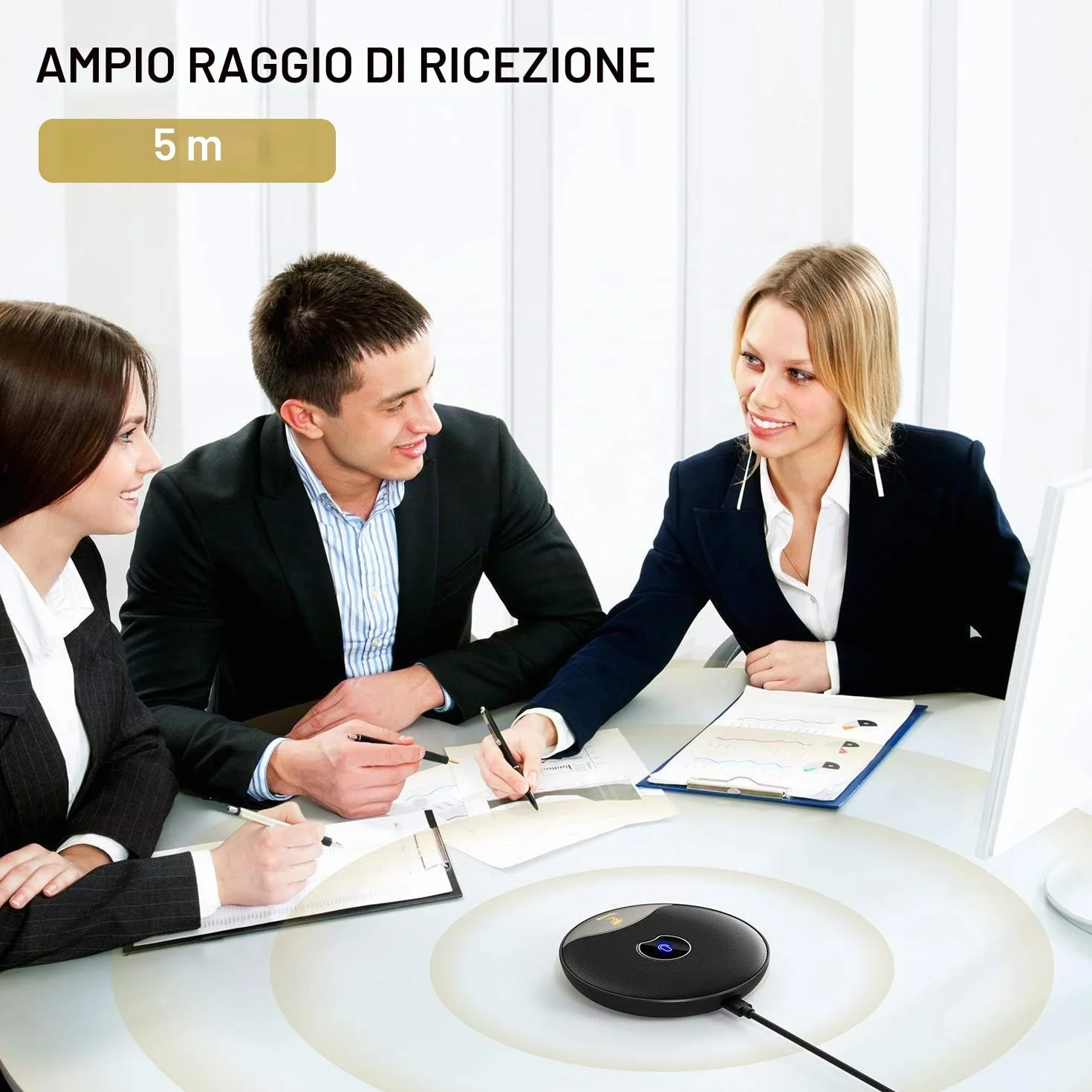 TONOR Microfono USB per Conferenze, Microfono Omnidirezionale a Condensatore per PC e Computer con Pulsante Muto per Riunioni/Lezioni Online, Chiamate Zoom, Chat Skype, Plug and Play (TM20)