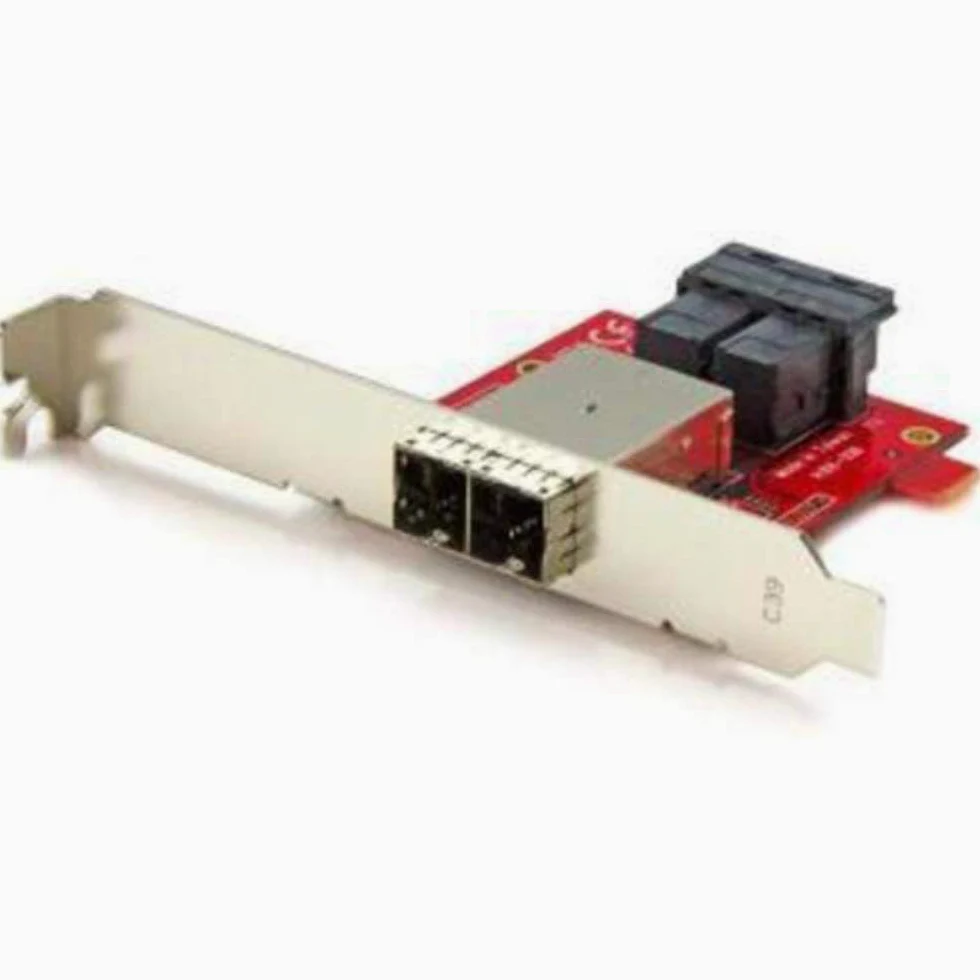 StarTech Adattatore Mini-SAS Doppio SFF-8643 a SFF-8644 (SFF86448PLT2) | Staffa Intera e a Mezzo Profilo Incluse, Installazione Flessibile